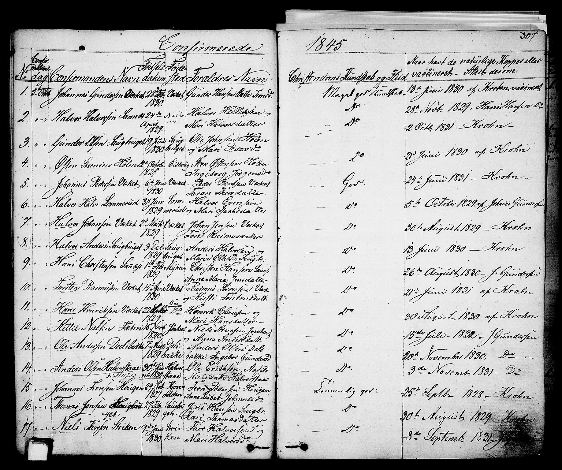 Holla kirkebøker, SAKO/A-272/F/Fa/L0004: Parish register (official) no. 4, 1830-1848, p. 307