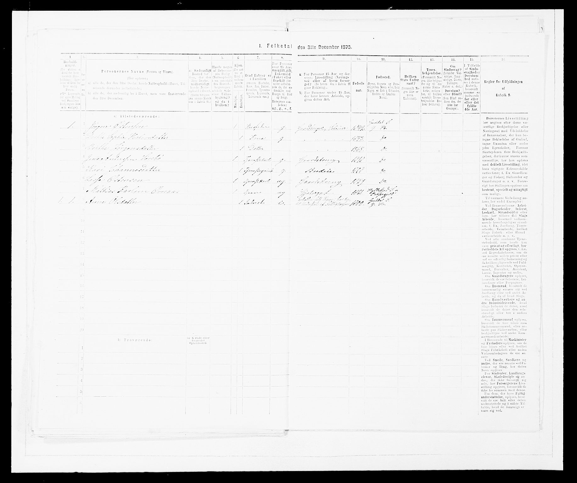 SAB, 1875 census for 1429P Ytre Holmedal, 1875, p. 1138
