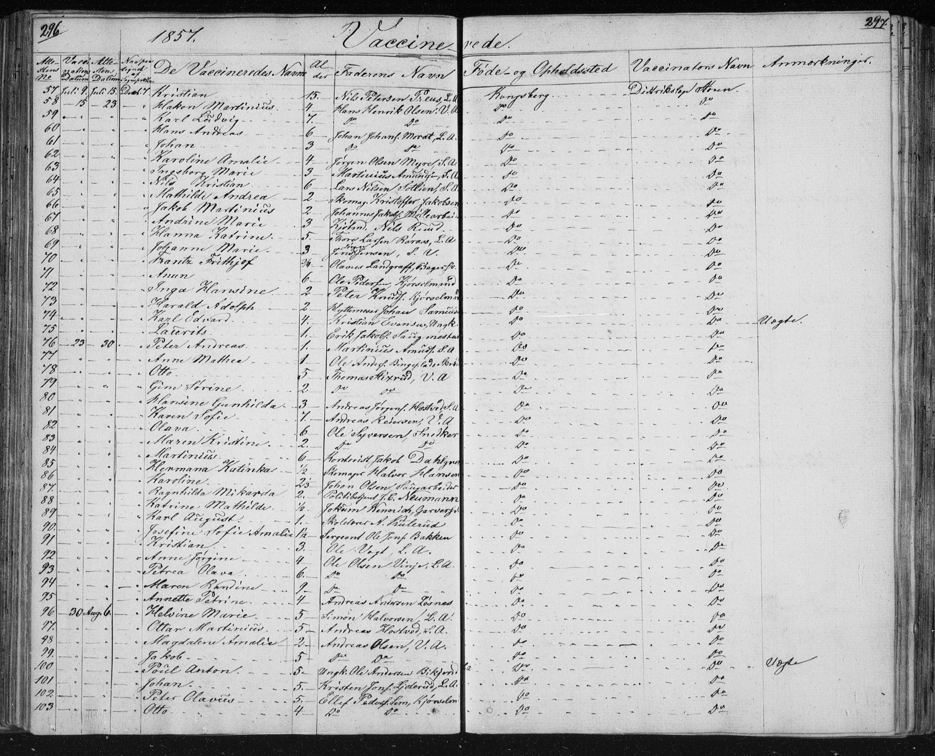 Kongsberg kirkebøker, SAKO/A-22/F/Fa/L0009: Parish register (official) no. I 9, 1839-1858, p. 296-297