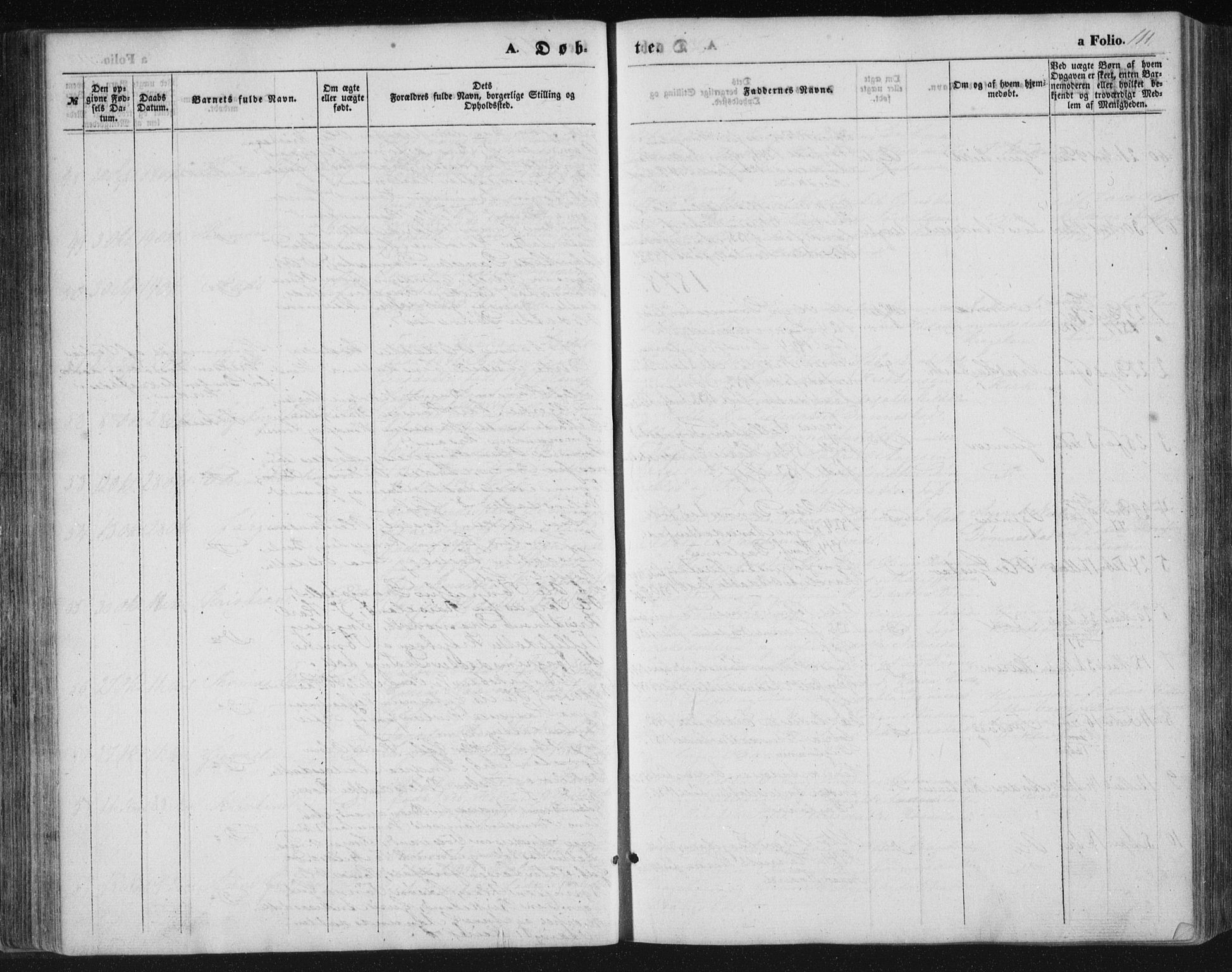 Tveit sokneprestkontor, AV/SAK-1111-0043/F/Fb/L0003: Parish register (copy) no. B 3, 1854-1886, p. 111