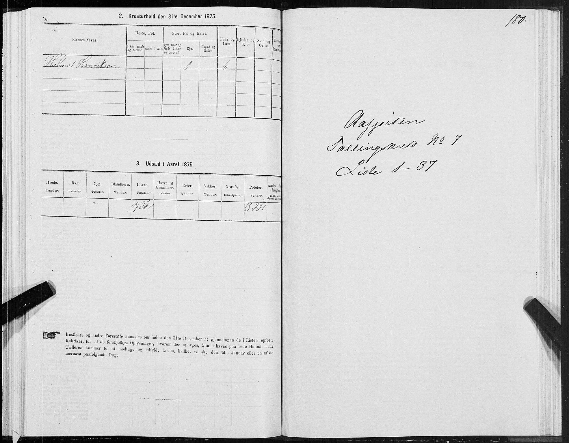 SAT, 1875 census for 1630P Aafjorden, 1875, p. 3180