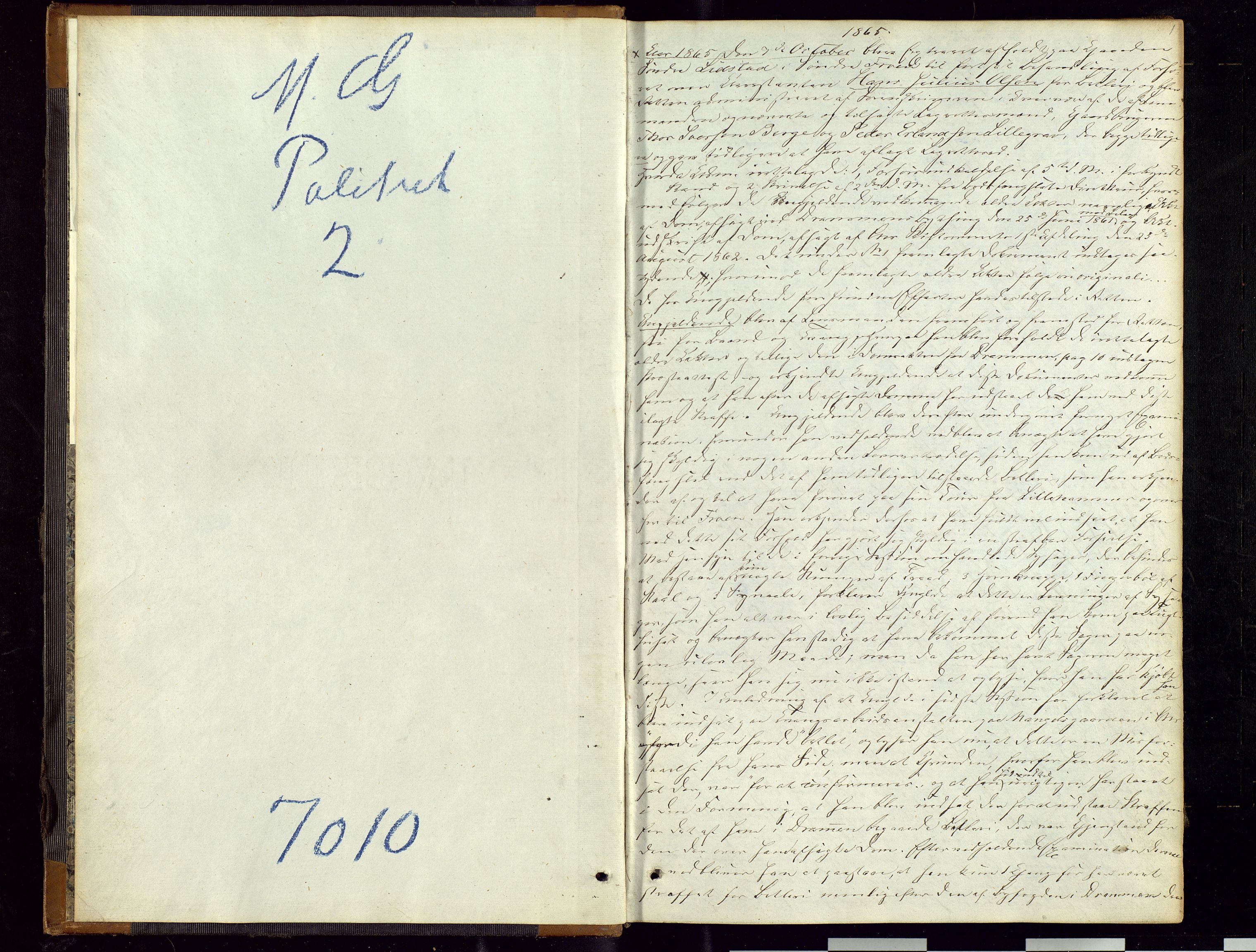 Mellom-Gudbrandsdal sorenskriveri, SAH/TING-038/G/Gc/Gca/L0010: Ekstrarettsprotokoll, 1865-1871, p. 1
