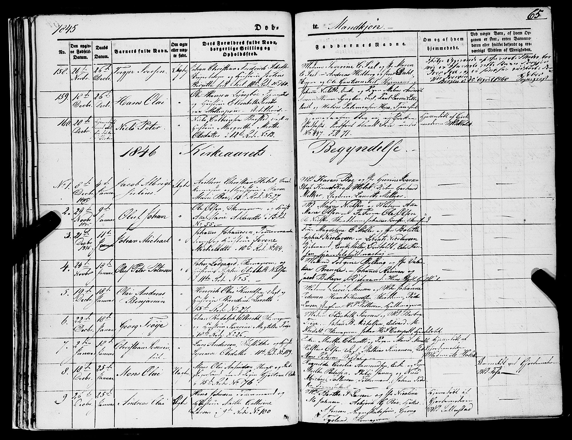 Domkirken sokneprestembete, SAB/A-74801/H/Haa/L0019: Parish register (official) no. B 2, 1841-1851, p. 65