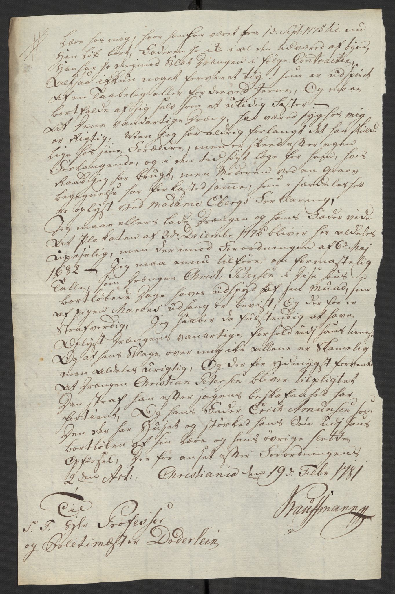 Oslo politidistrikt, AV/SAO-A-10085/D/Da/L0003: Innkomne brev, pro memoria m.v., 1781, p. 300