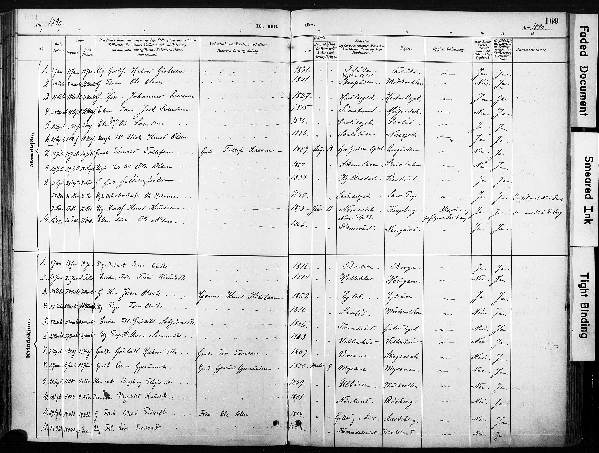 Nore kirkebøker, SAKO/A-238/F/Fb/L0002: Parish register (official) no. II 2, 1886-1906, p. 169