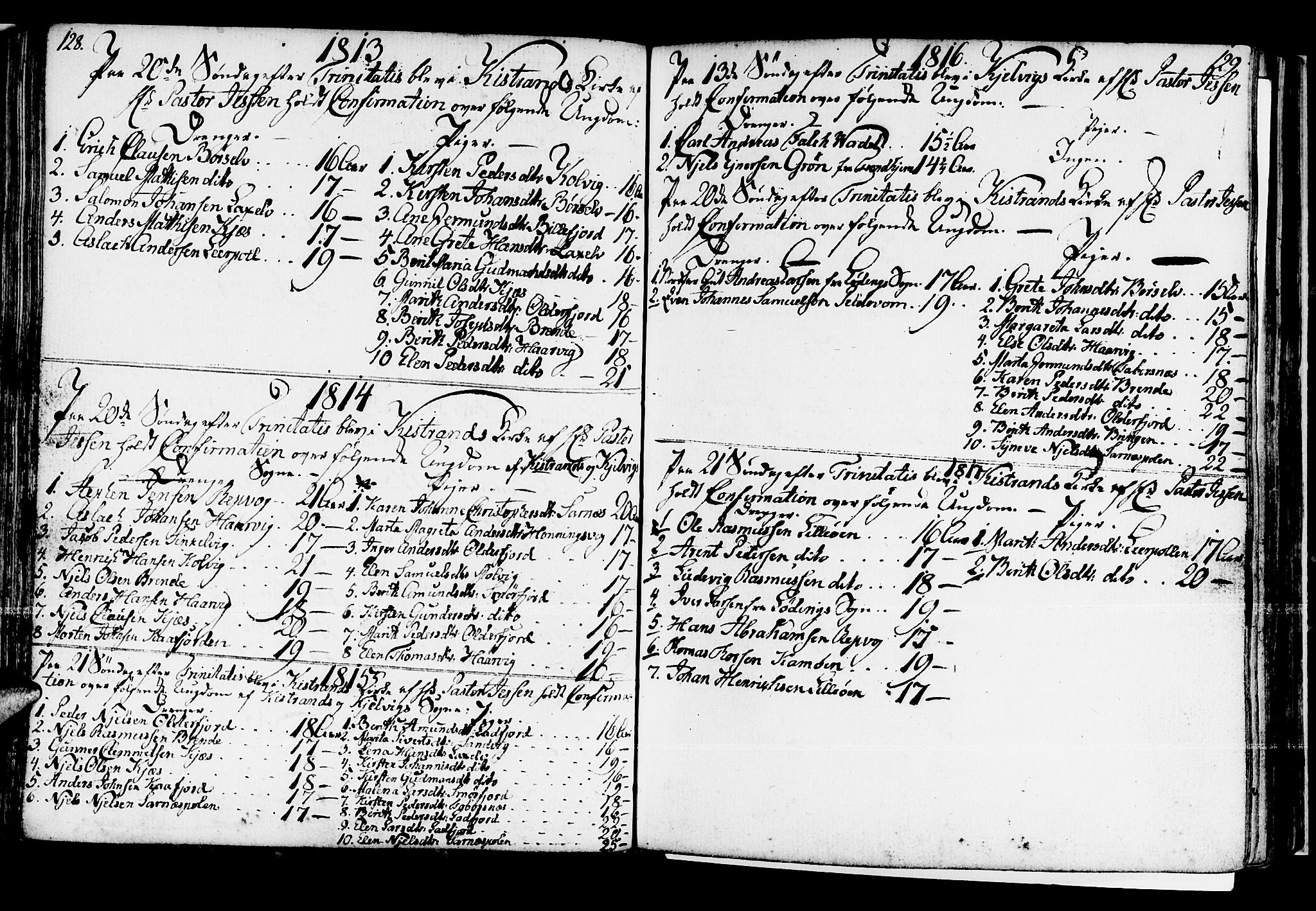 Kistrand/Porsanger sokneprestembete, SATØ/S-1351/H/Ha/L0002.kirke: Parish register (official) no. 2, 1792-1830, p. 128-129