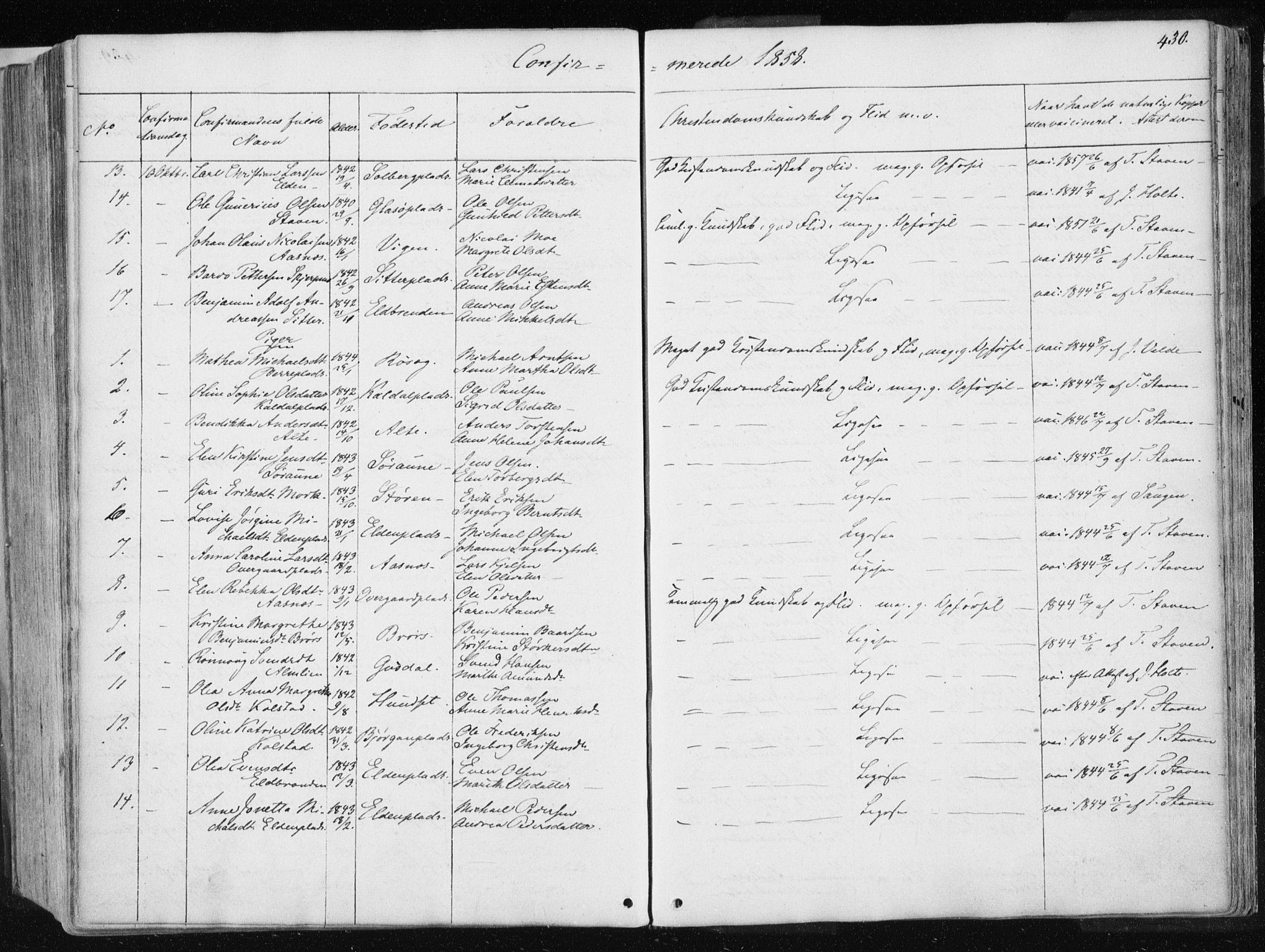 Ministerialprotokoller, klokkerbøker og fødselsregistre - Nord-Trøndelag, AV/SAT-A-1458/741/L0393: Parish register (official) no. 741A07, 1849-1863, p. 430