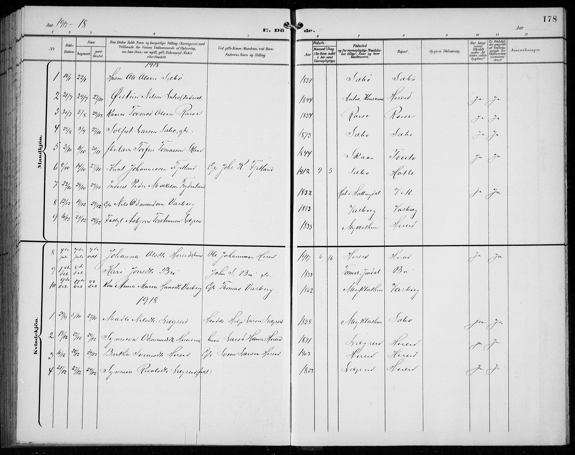 Ullensvang sokneprestembete, SAB/A-78701/H/Hab: Parish register (copy) no. C  3, 1899-1932, p. 178