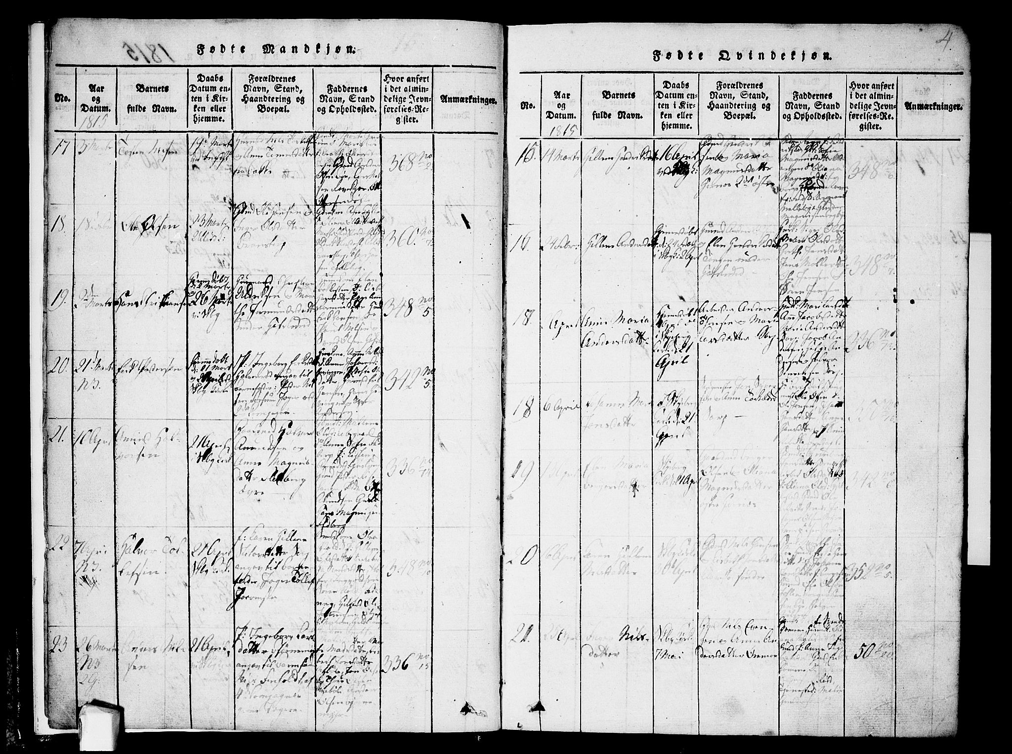 Skjeberg prestekontor Kirkebøker, SAO/A-10923/F/Fa/L0004: Parish register (official) no. I 4, 1815-1830, p. 4