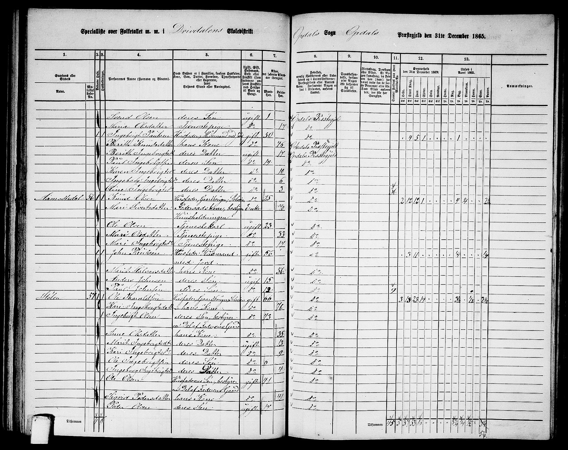 RA, 1865 census for Oppdal, 1865, p. 65