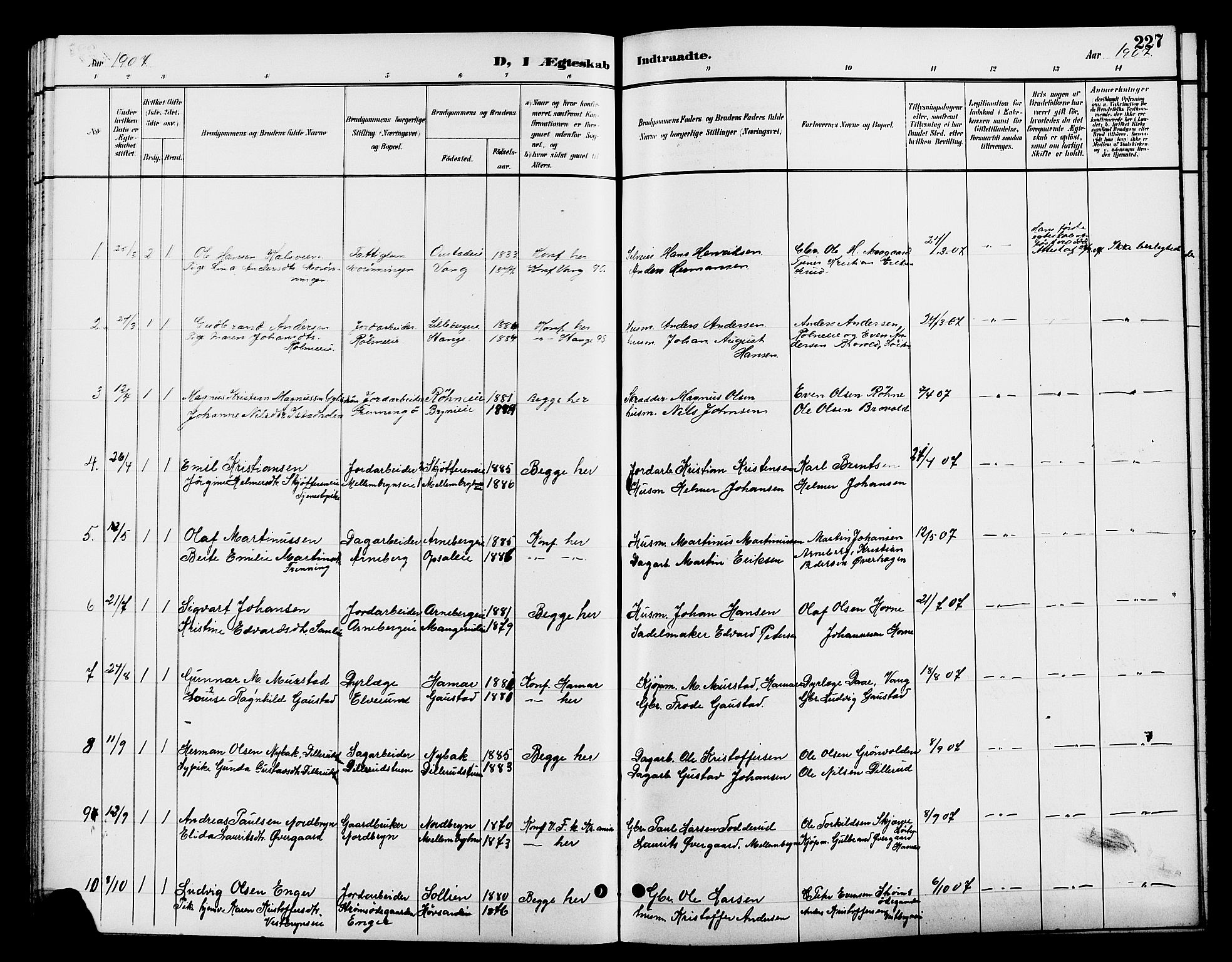 Romedal prestekontor, AV/SAH-PREST-004/L/L0012: Parish register (copy) no. 12, 1896-1914, p. 227