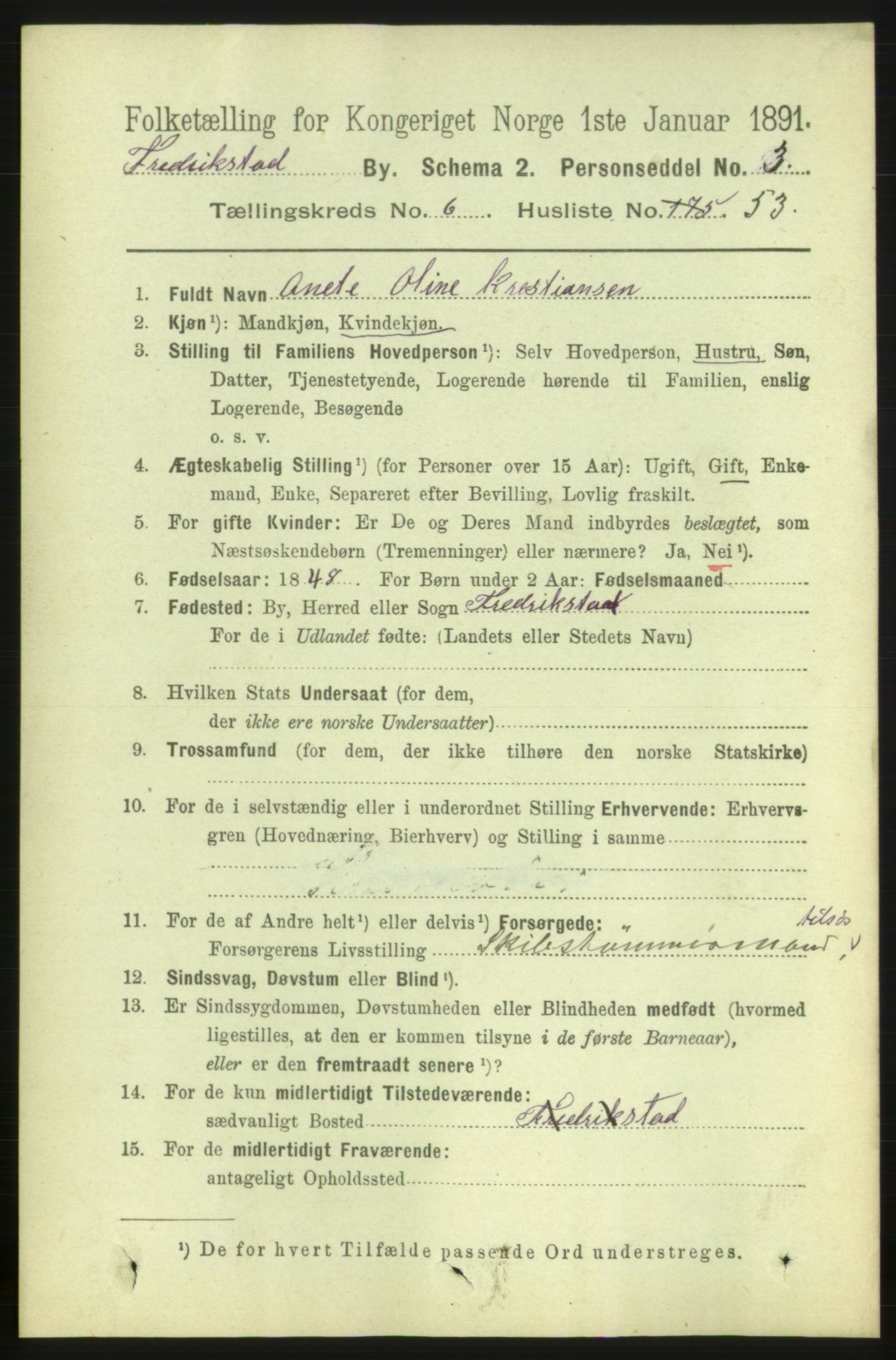 RA, 1891 census for 0103 Fredrikstad, 1891, p. 8132