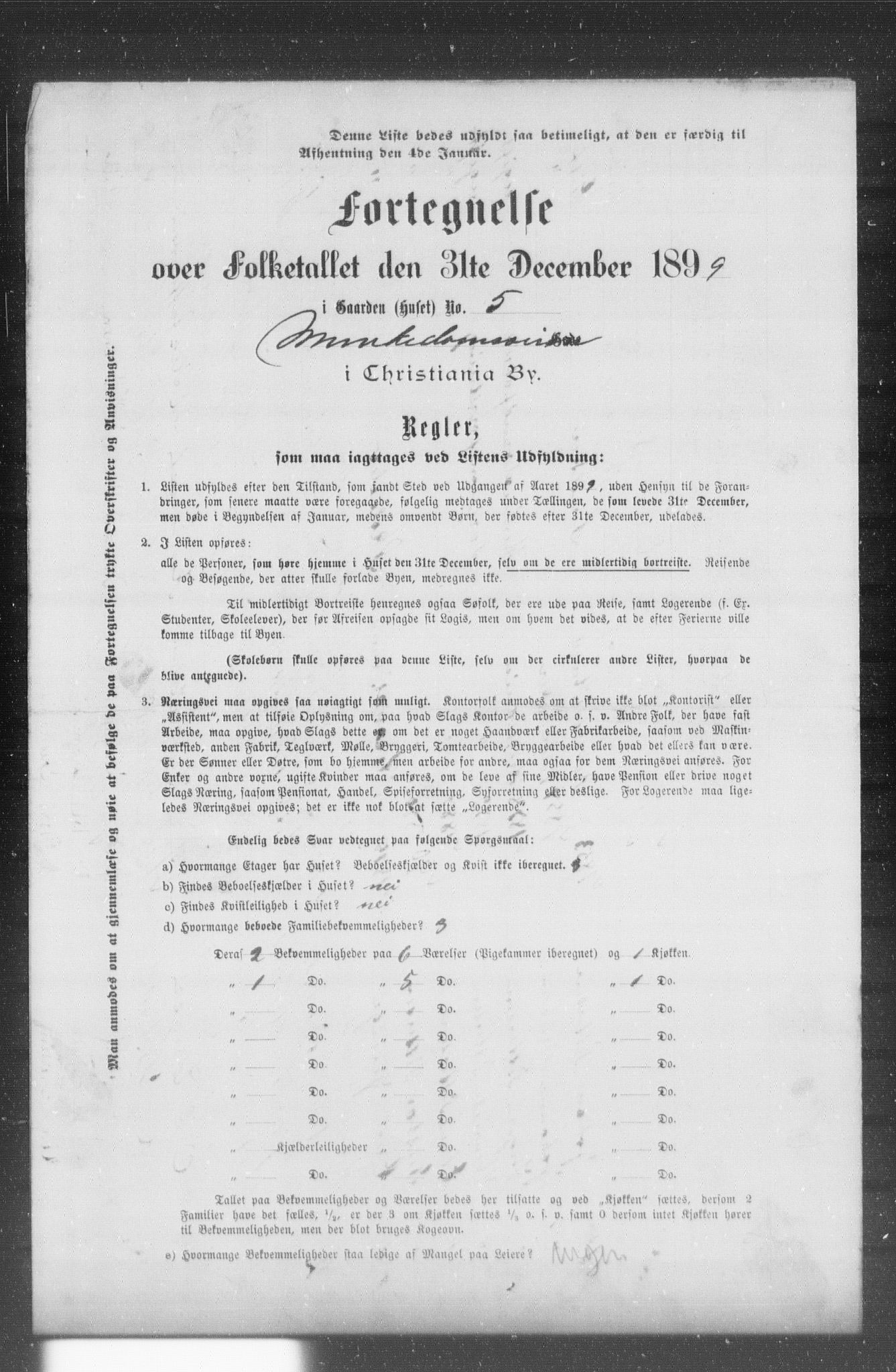 OBA, Municipal Census 1899 for Kristiania, 1899, p. 8663