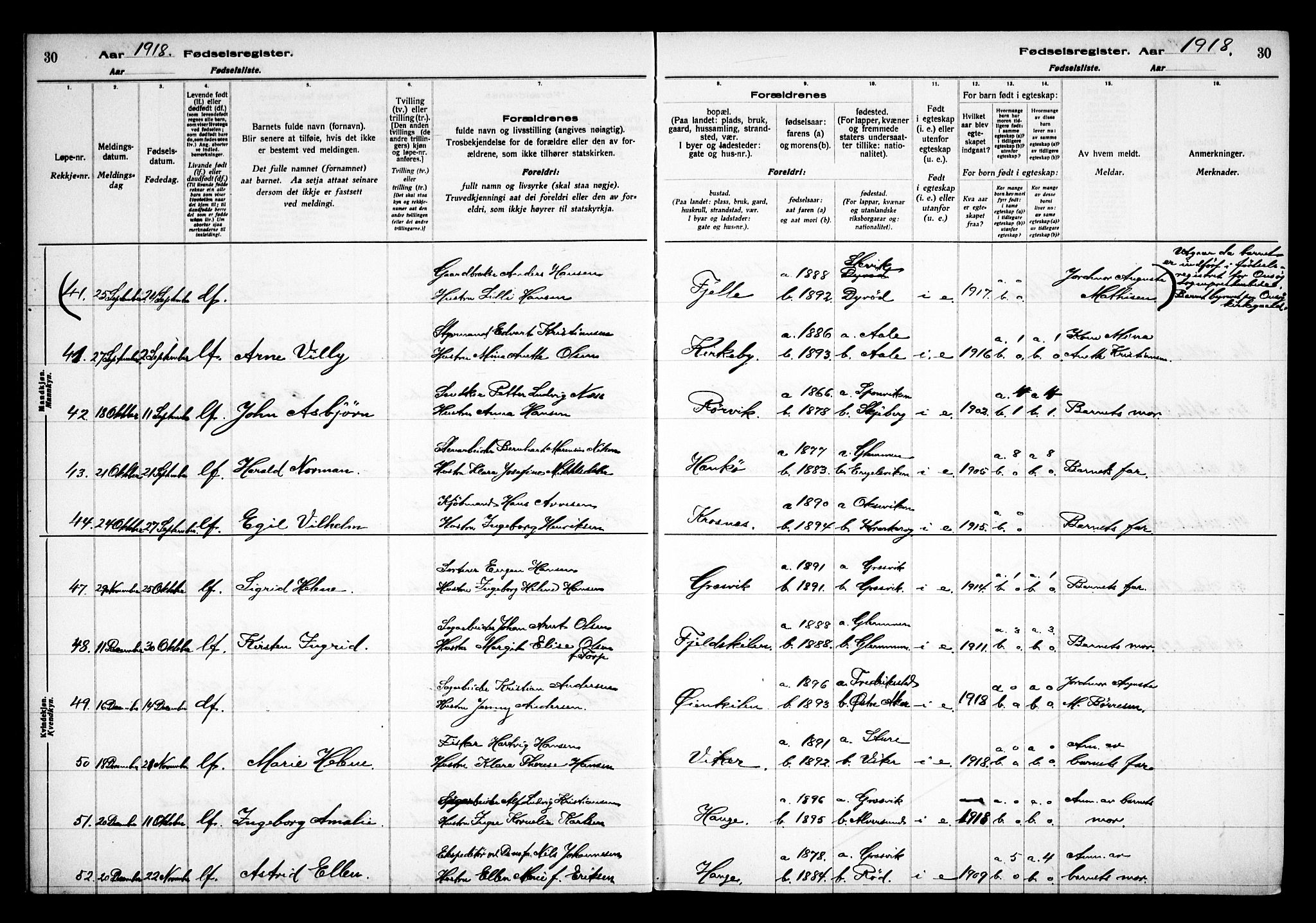 Onsøy prestekontor Kirkebøker, AV/SAO-A-10914/J/Jb/L0001: Birth register no. II 1, 1916-1938, p. 30