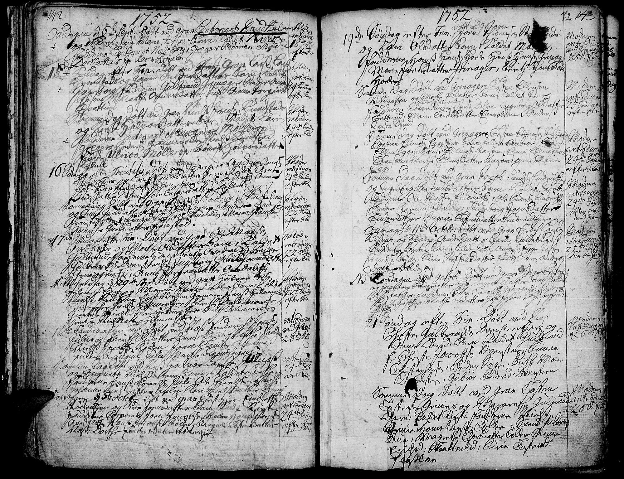 Gran prestekontor, SAH/PREST-112/H/Ha/Haa/L0003: Parish register (official) no. 3, 1745-1758, p. 72