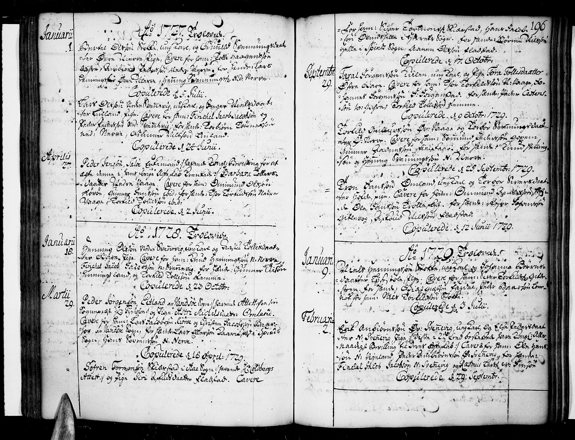 Sør-Audnedal sokneprestkontor, SAK/1111-0039/F/Fa/Fab/L0001: Parish register (official) no. A 1 /2, 1726-1769, p. 196