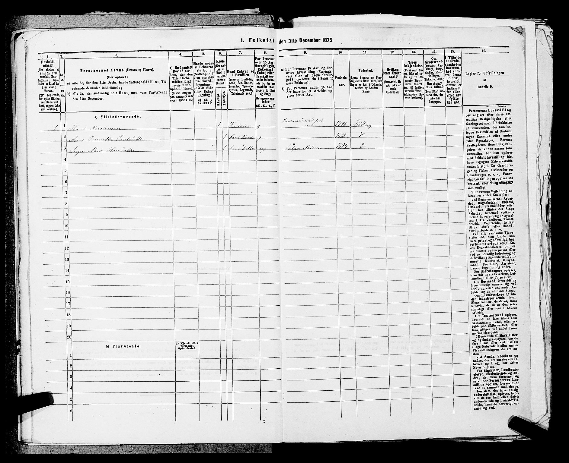 SAKO, 1875 census for 0725P Tjølling, 1875, p. 1240