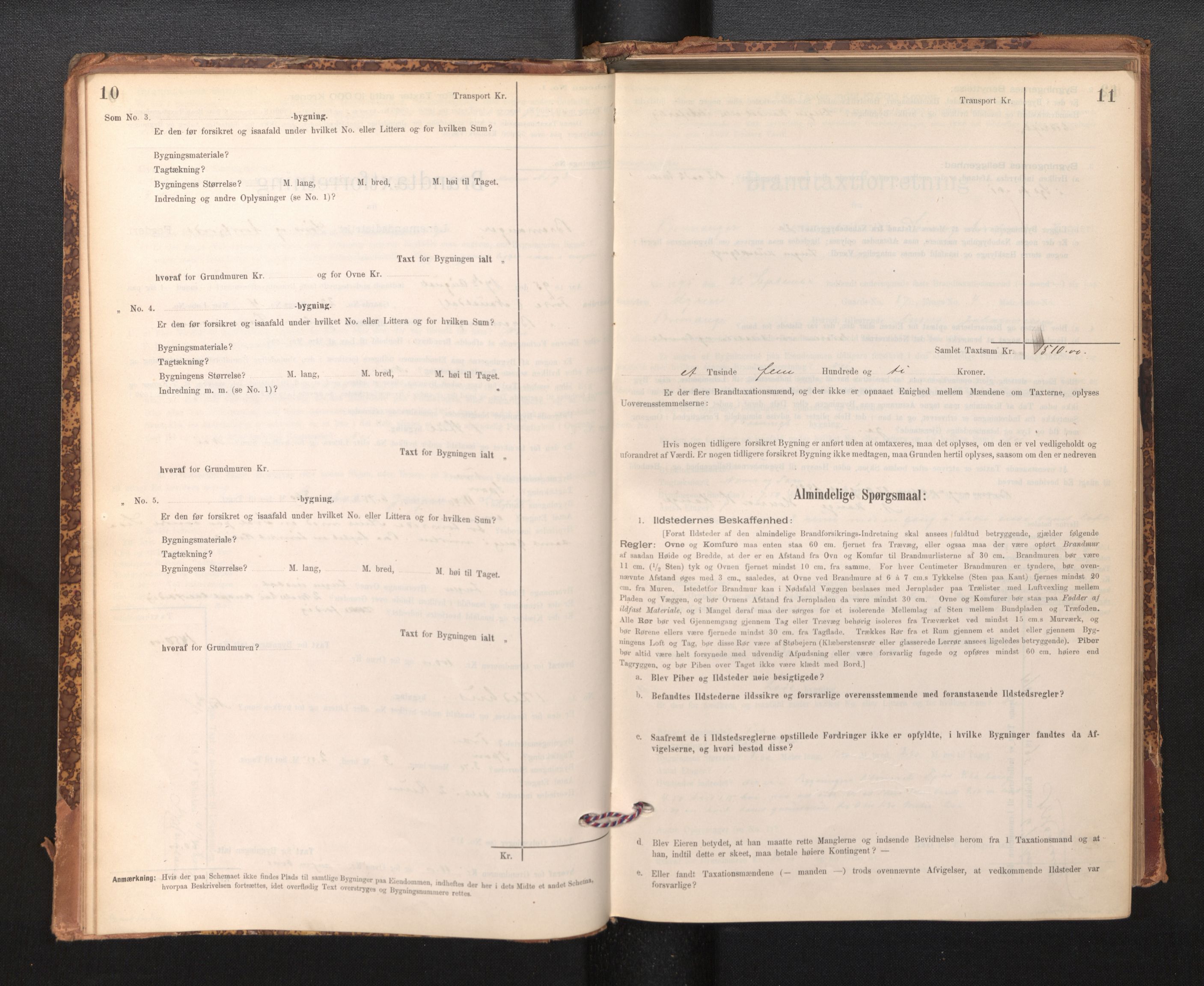 Lensmannen i Bremanger, SAB/A-26701/0012/L0007: Branntakstprotokoll, skjematakst, 1895-1936, p. 10-11