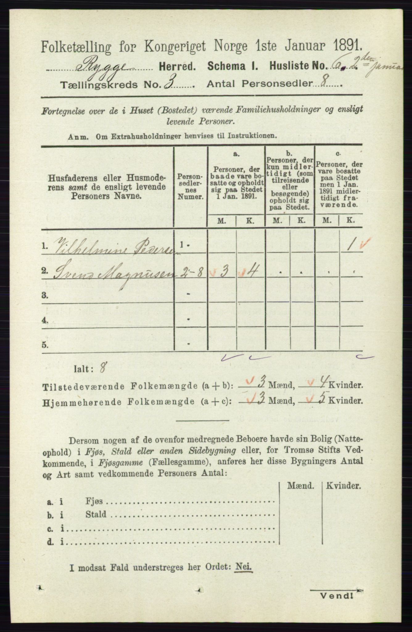 RA, 1891 census for 0136 Rygge, 1891, p. 1588