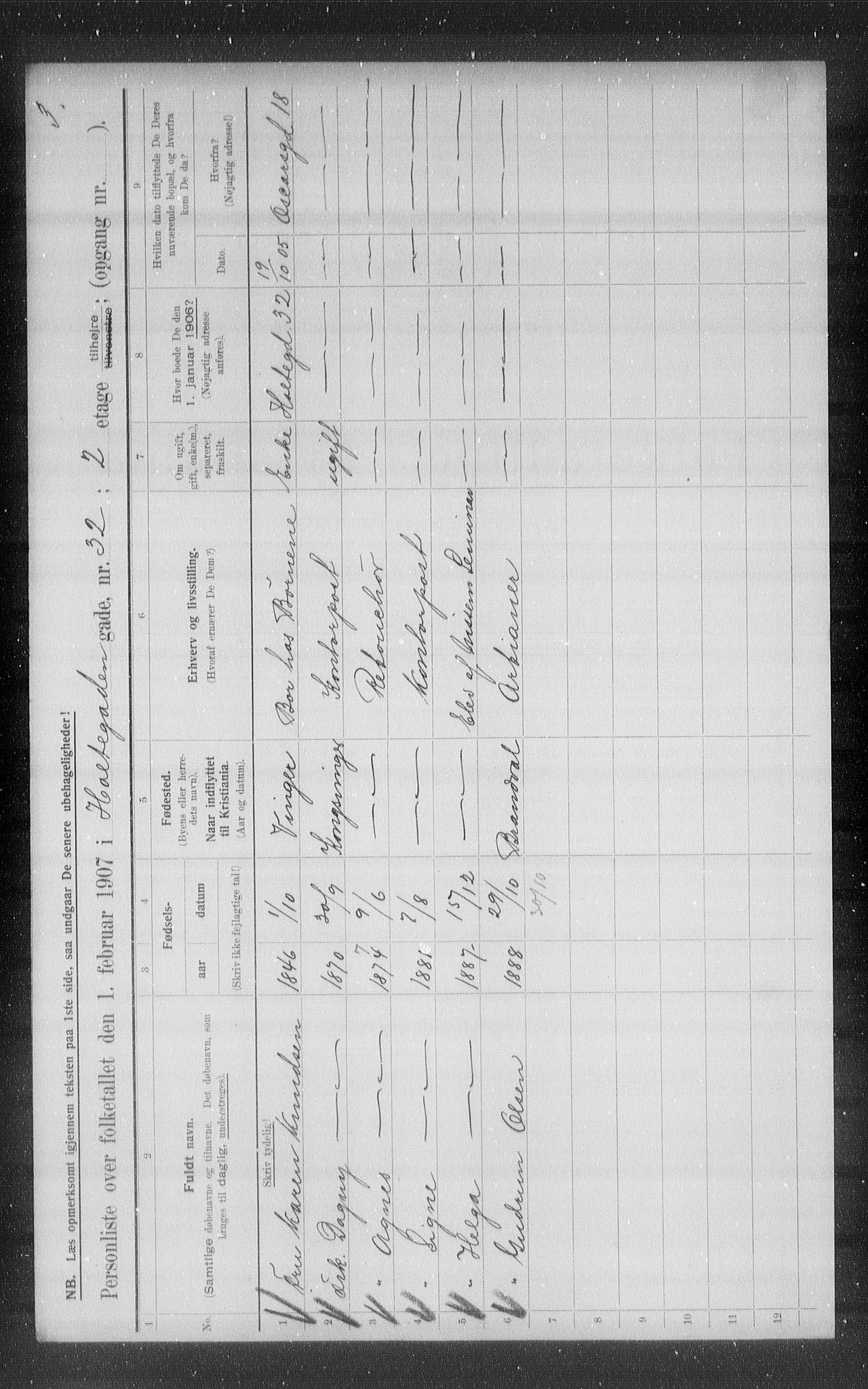 OBA, Municipal Census 1907 for Kristiania, 1907, p. 21238