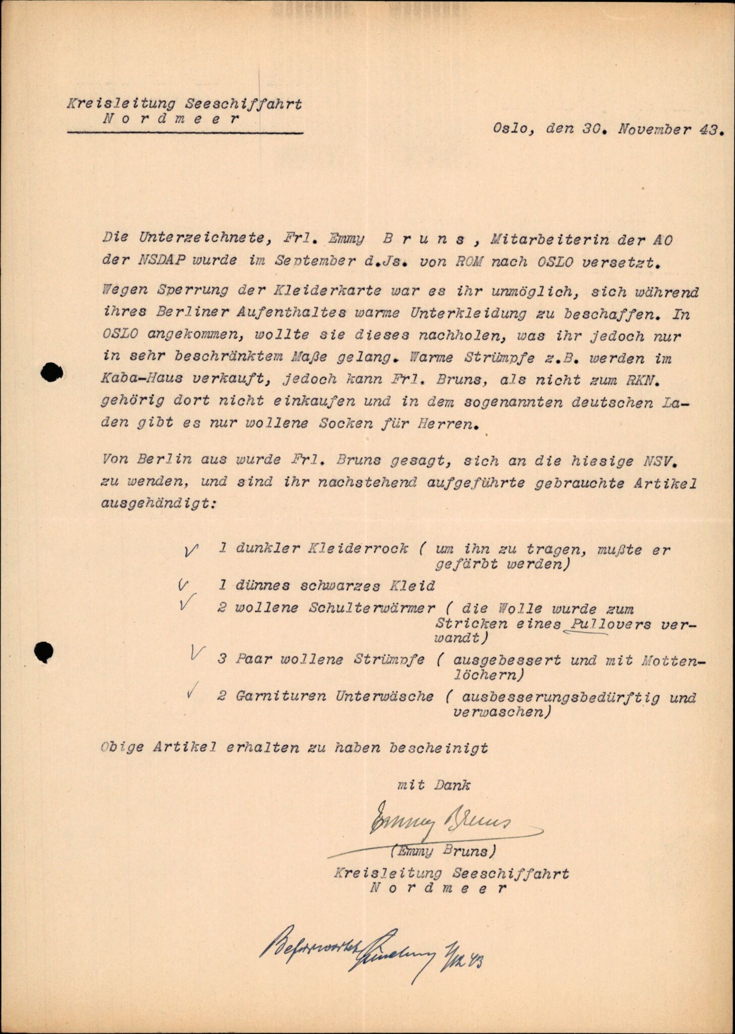 Forsvarets Overkommando. 2 kontor. Arkiv 11.4. Spredte tyske arkivsaker, AV/RA-RAFA-7031/D/Dar/Darb/L0015: Reichskommissariat - NSDAP in Norwegen, 1938-1945, p. 1031