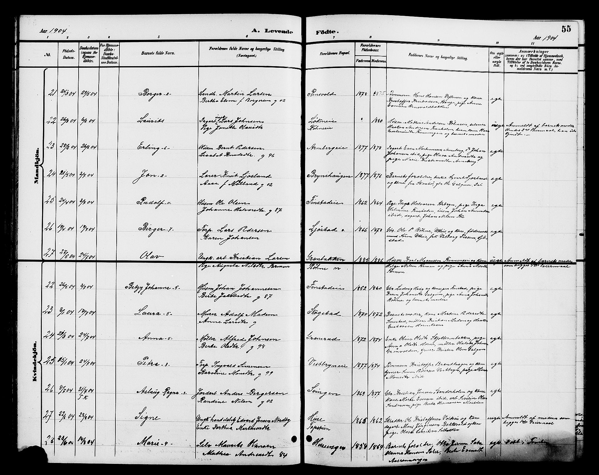 Romedal prestekontor, AV/SAH-PREST-004/L/L0012: Parish register (copy) no. 12, 1896-1914, p. 55