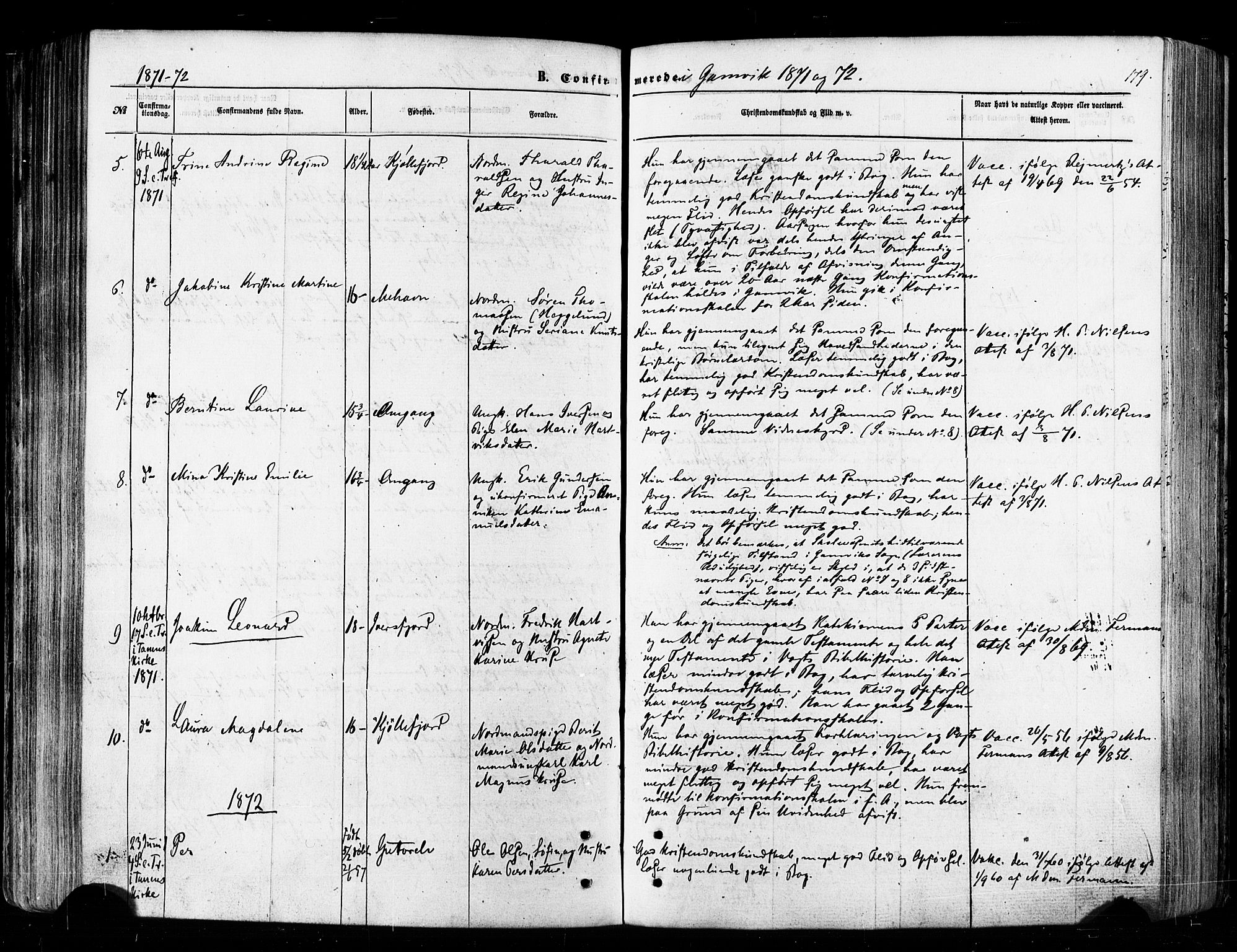 Tana sokneprestkontor, AV/SATØ-S-1334/H/Ha/L0002kirke: Parish register (official) no. 2 /2, 1862-1877, p. 179