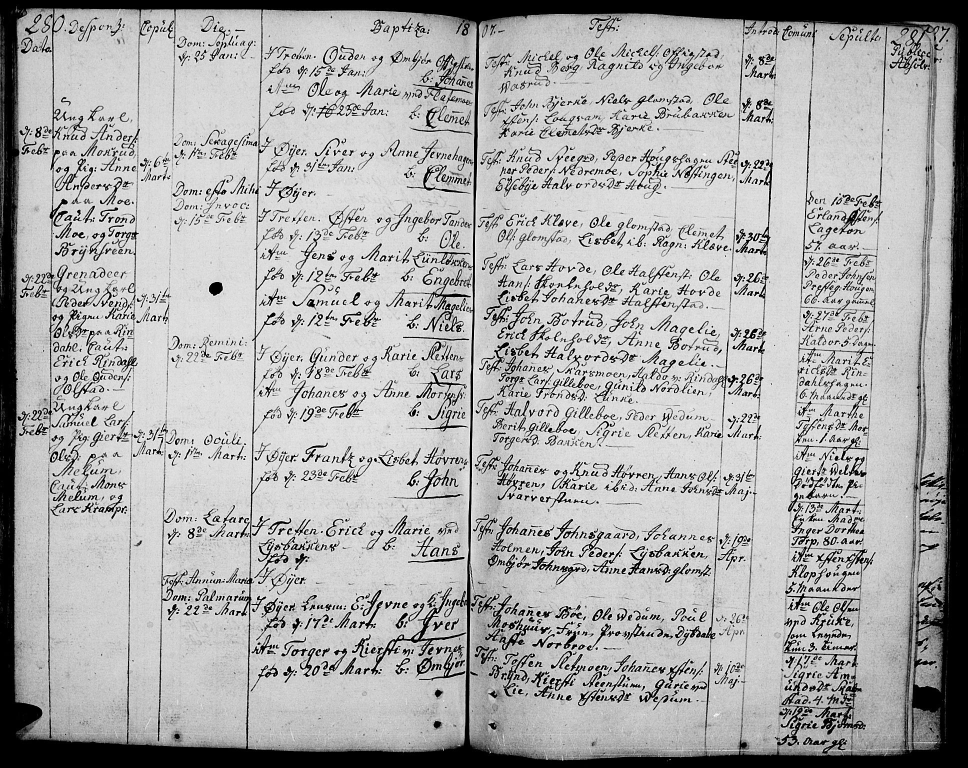 Øyer prestekontor, SAH/PREST-084/H/Ha/Haa/L0003: Parish register (official) no. 3, 1784-1824, p. 280-281