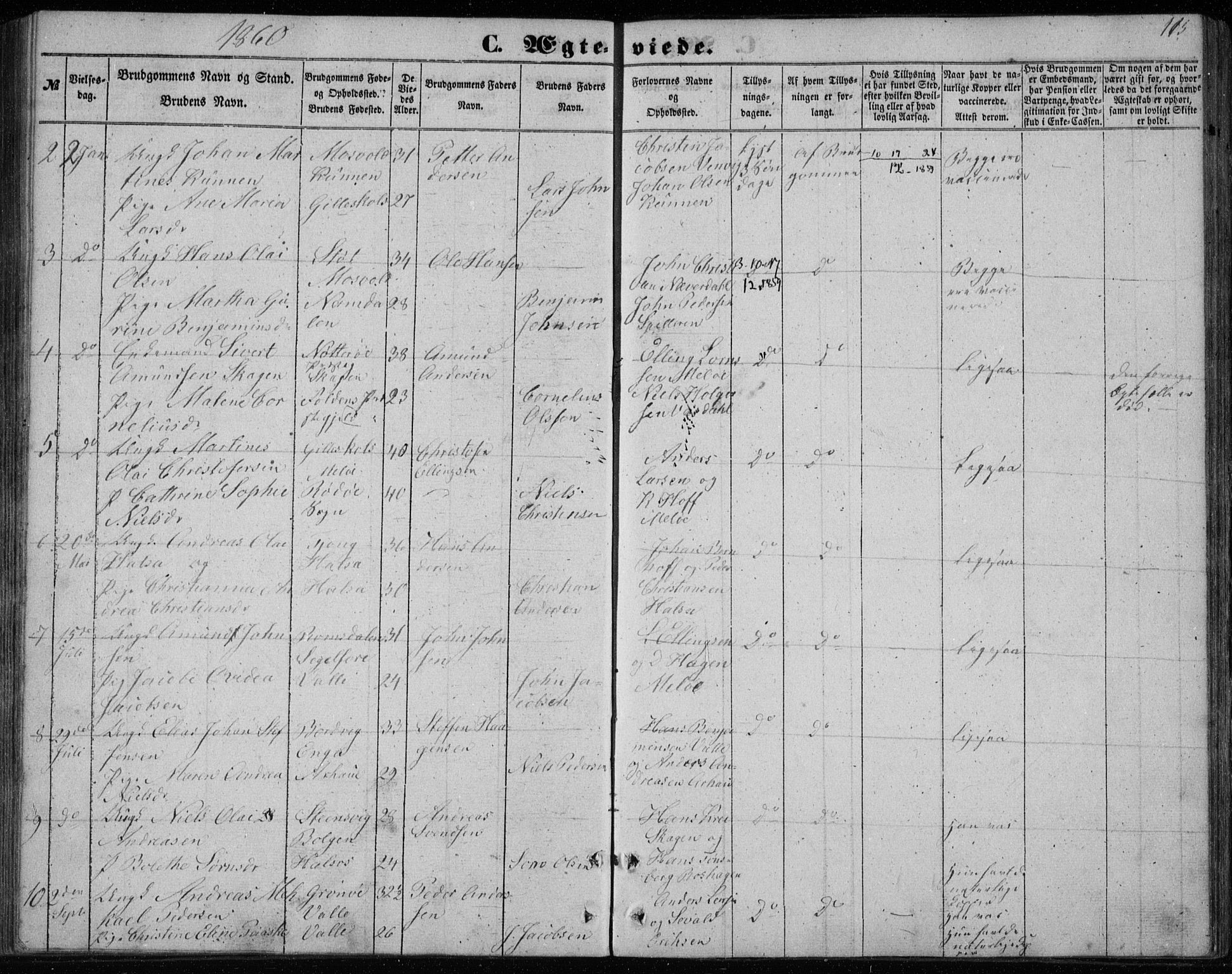 Ministerialprotokoller, klokkerbøker og fødselsregistre - Nordland, AV/SAT-A-1459/843/L0633: Parish register (copy) no. 843C02, 1853-1873, p. 115