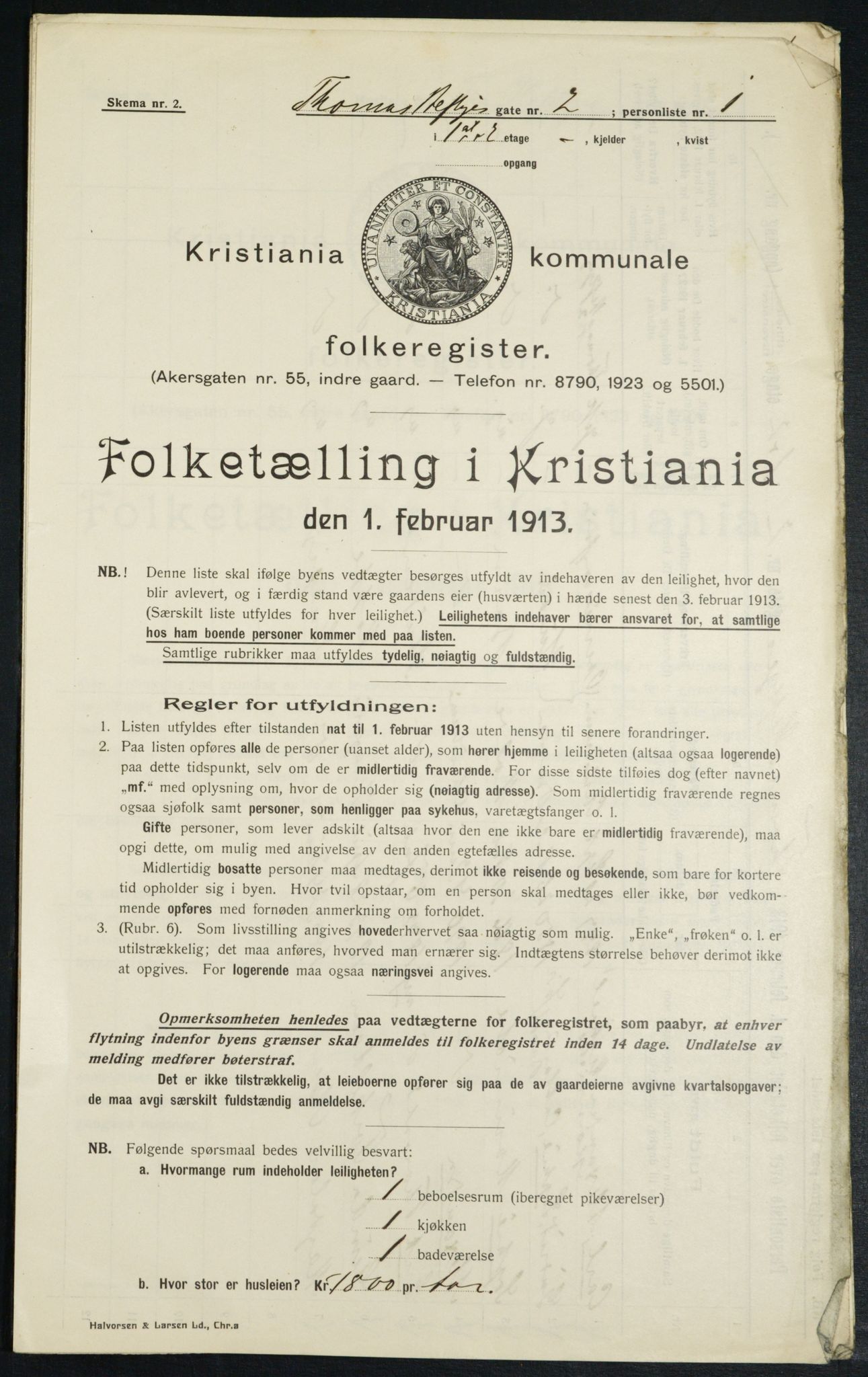 OBA, Municipal Census 1913 for Kristiania, 1913, p. 108855