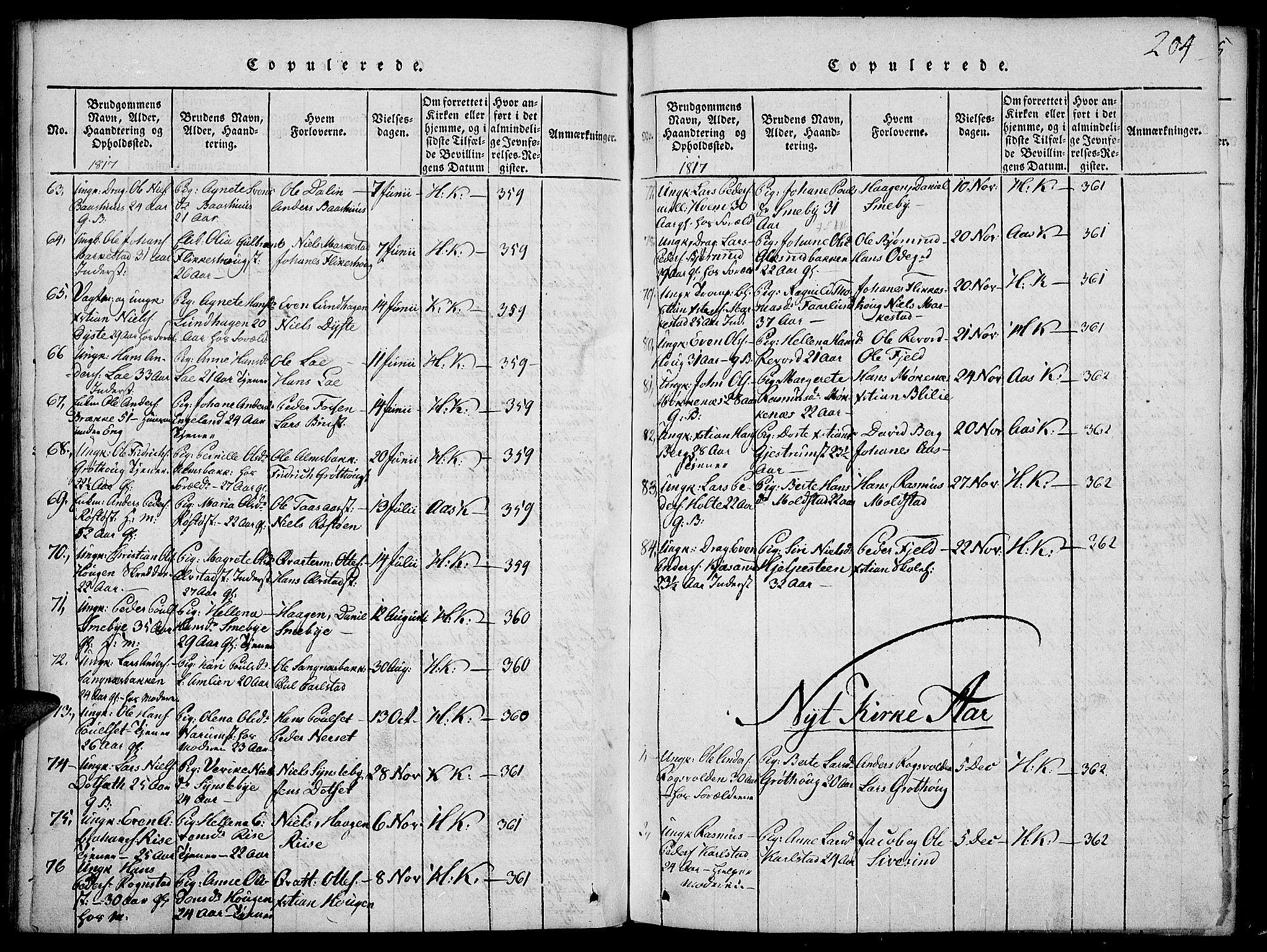 Toten prestekontor, SAH/PREST-102/H/Ha/Haa/L0009: Parish register (official) no. 9, 1814-1820, p. 204