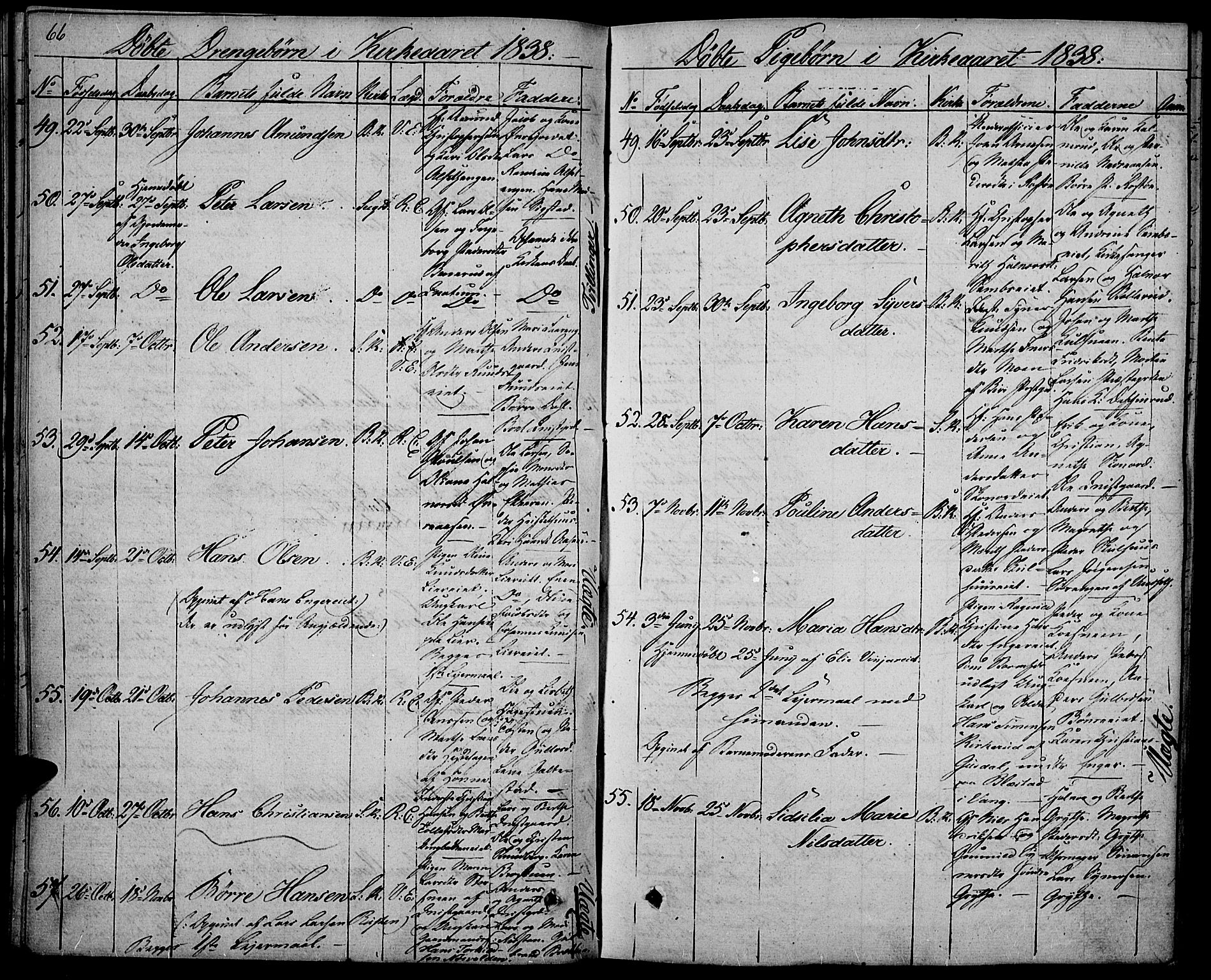 Biri prestekontor, SAH/PREST-096/H/Ha/Haa/L0004: Parish register (official) no. 4, 1829-1842, p. 66