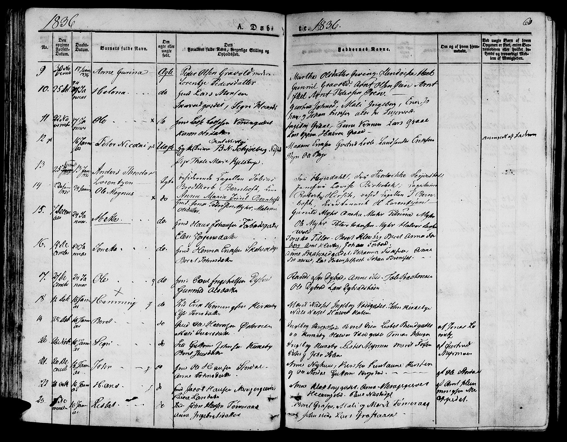 Ministerialprotokoller, klokkerbøker og fødselsregistre - Nord-Trøndelag, SAT/A-1458/709/L0071: Parish register (official) no. 709A11, 1833-1844, p. 60