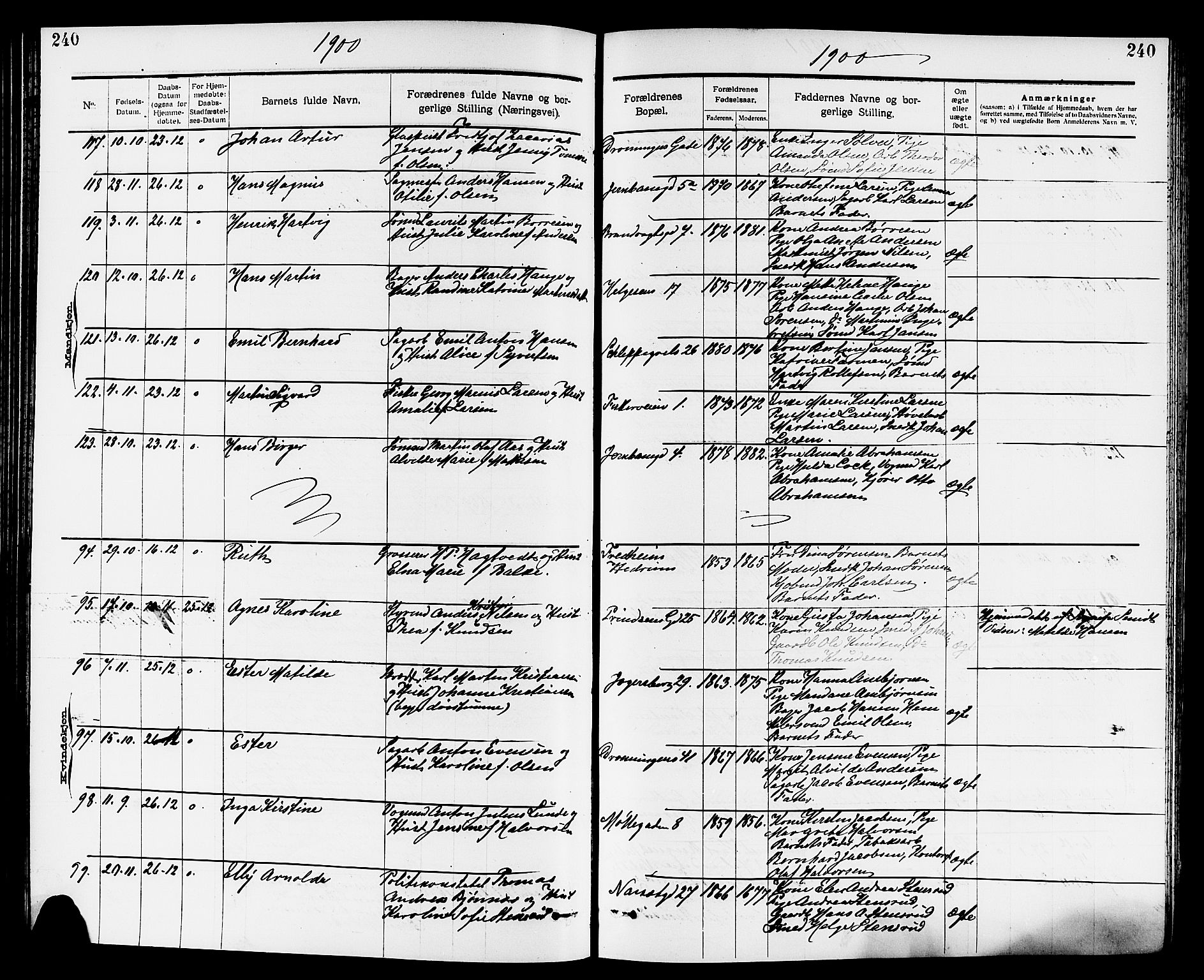 Larvik kirkebøker, SAKO/A-352/G/Ga/L0005: Parish register (copy) no. I 5, 1888-1909, p. 240
