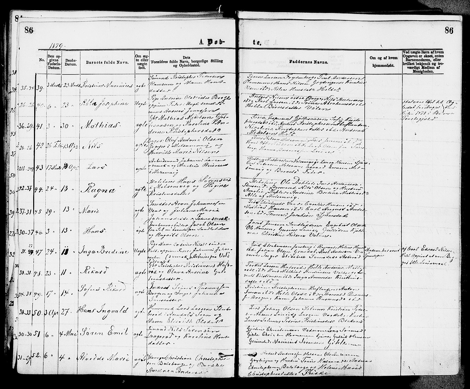 Stokke kirkebøker, AV/SAKO-A-320/F/Fa/L0009: Parish register (official) no. I 9, 1872-1883, p. 86