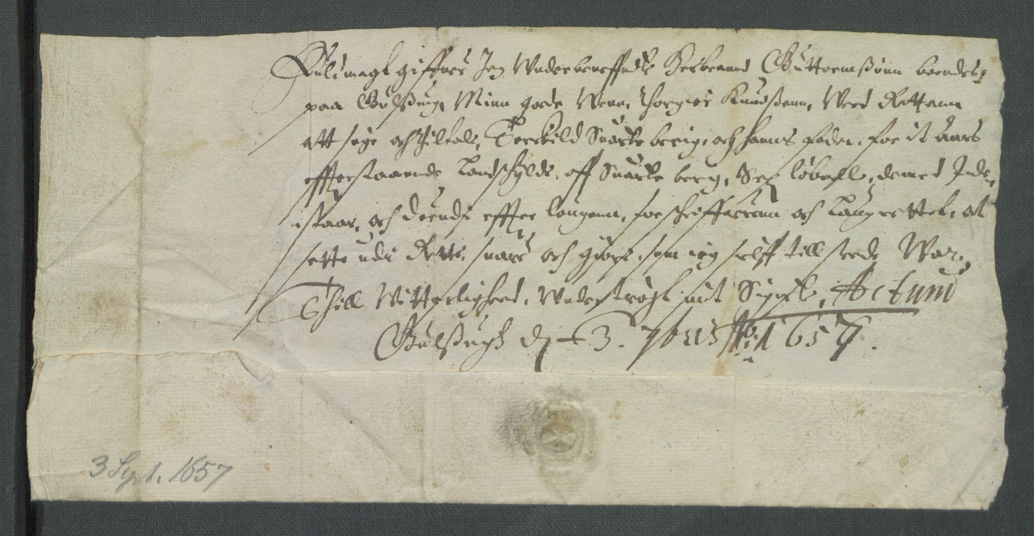 Riksarkivets diplomsamling, AV/RA-EA-5965/F02/L0167: Dokumenter, 1657, p. 95