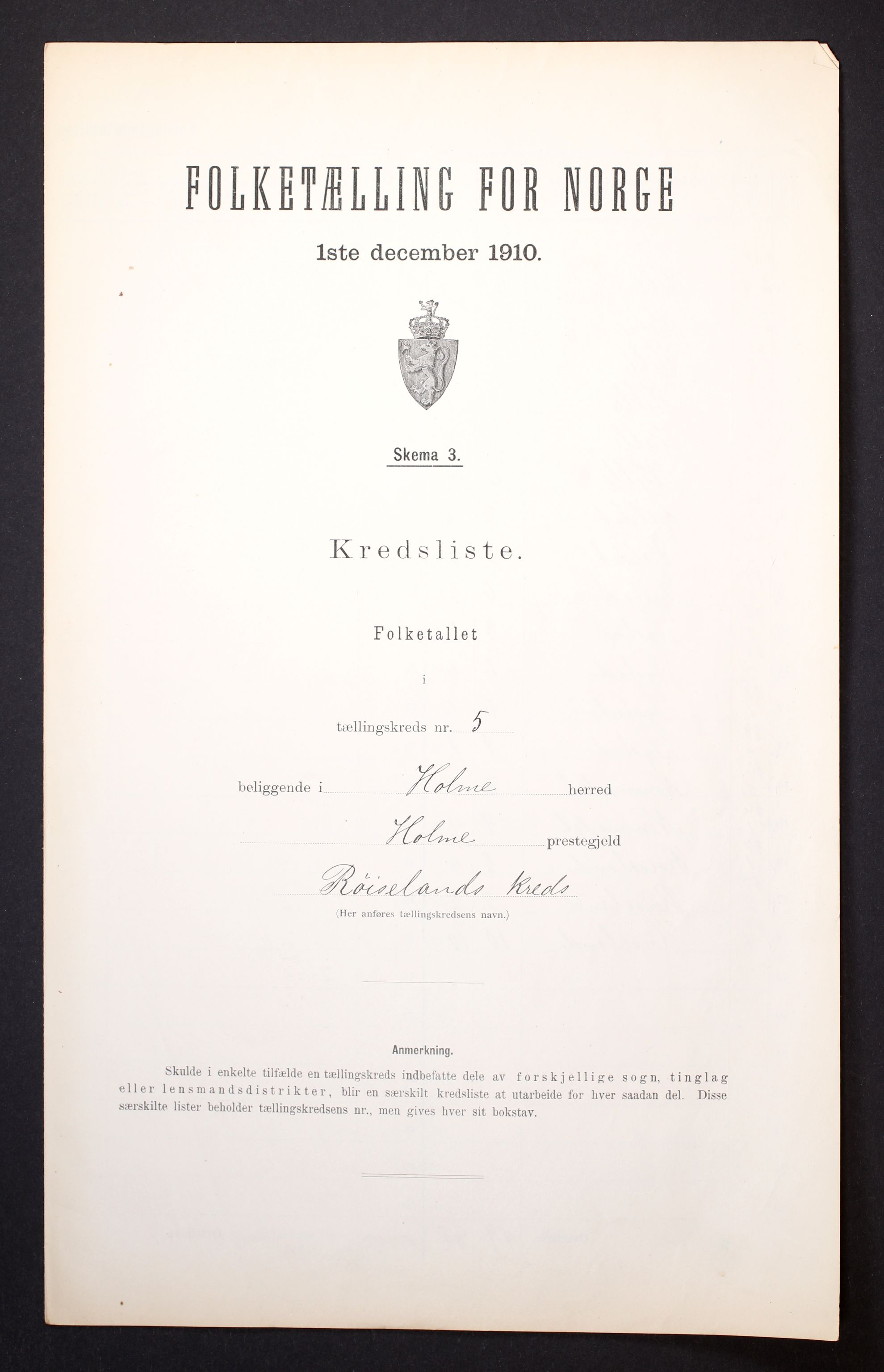 RA, 1910 census for Holum, 1910, p. 16
