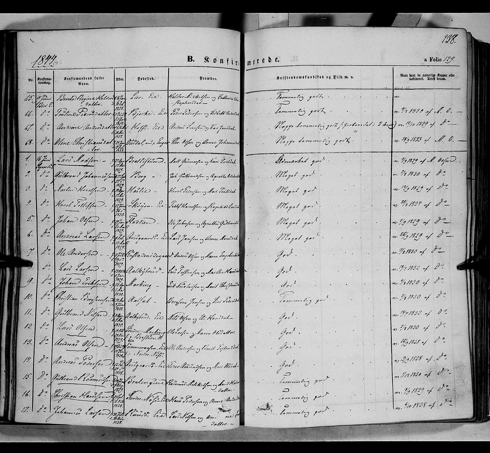 Biri prestekontor, SAH/PREST-096/H/Ha/Haa/L0005: Parish register (official) no. 5, 1843-1854, p. 138