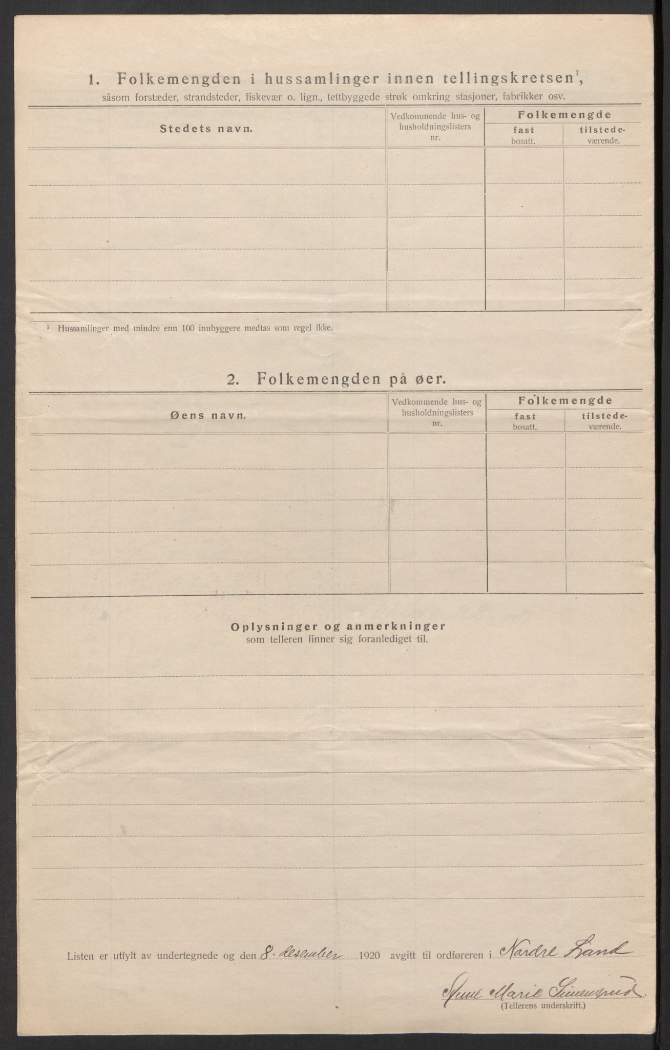 SAH, 1920 census for Nordre Land, 1920, p. 37