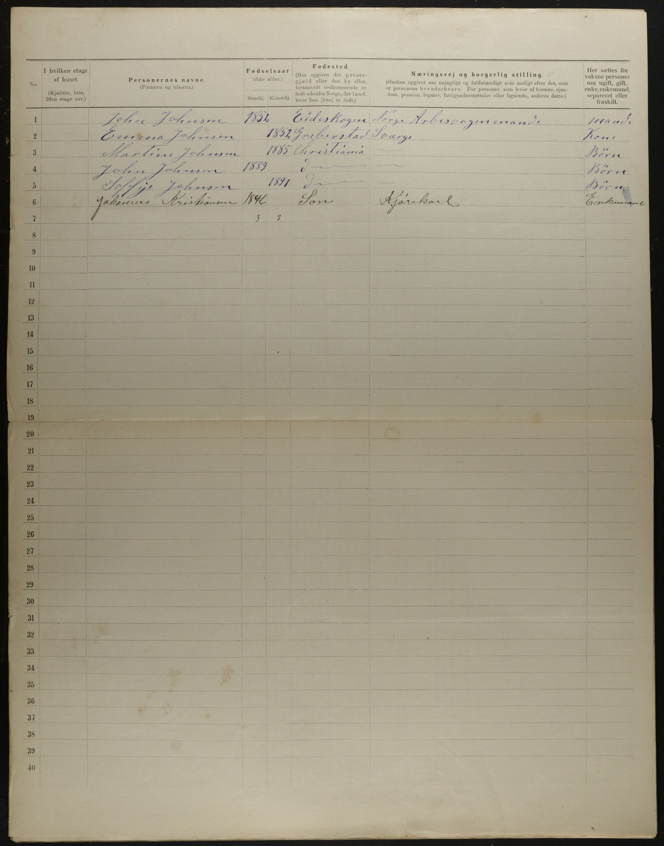 OBA, Municipal Census 1901 for Kristiania, 1901, p. 12721