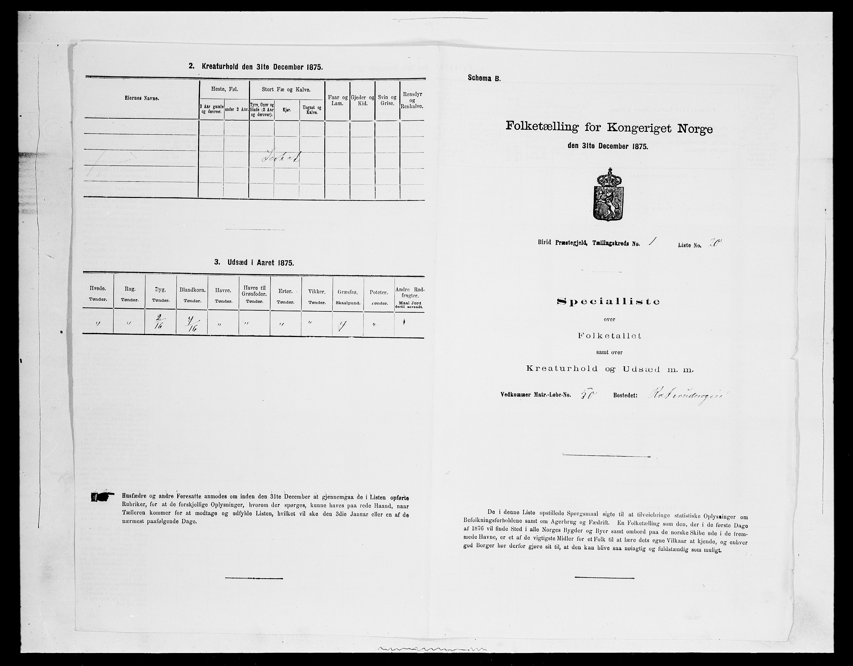 SAH, 1875 census for 0525P Biri, 1875, p. 329