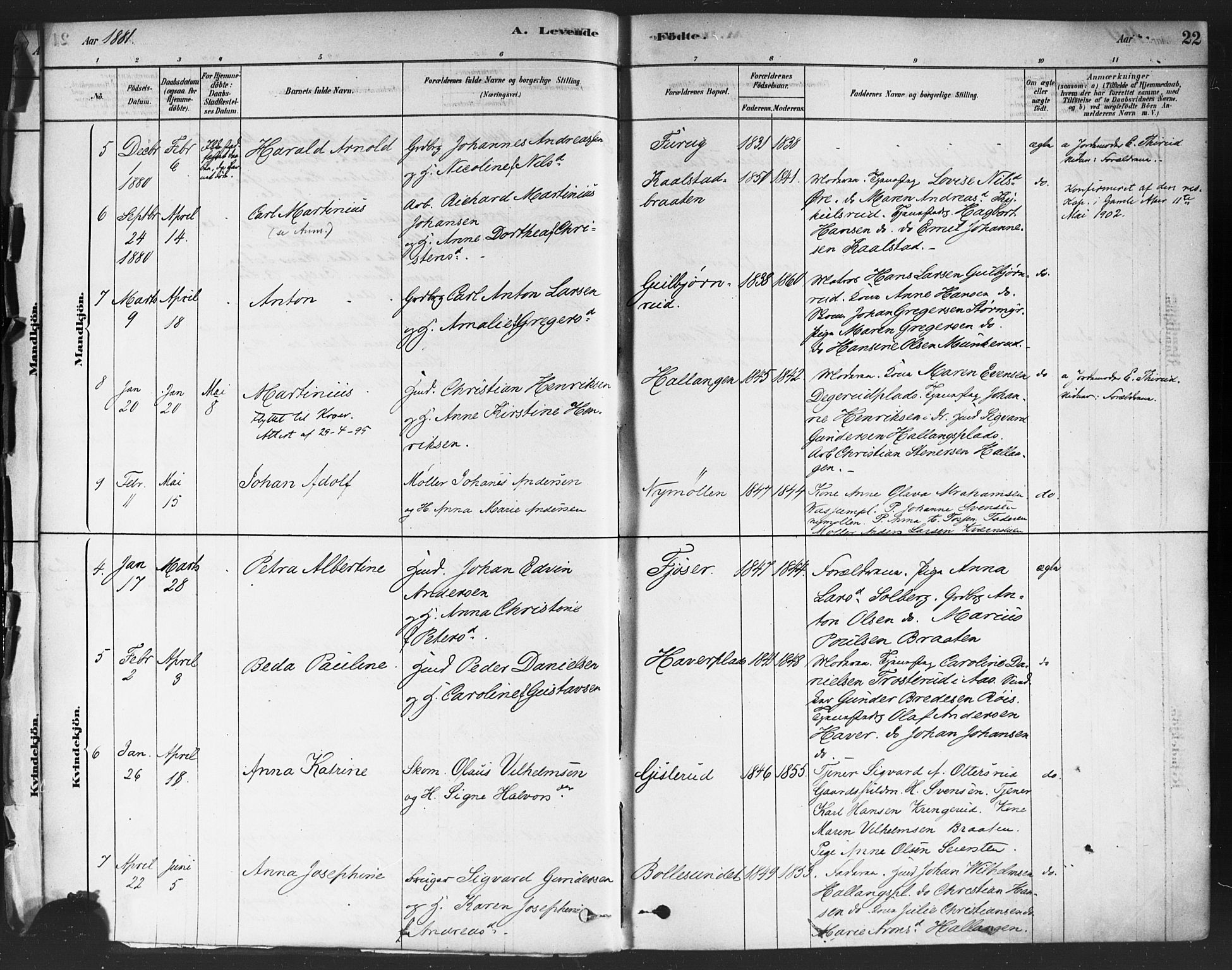 Drøbak prestekontor Kirkebøker, SAO/A-10142a/F/Fc/L0002: Parish register (official) no. III 2, 1878-1891, p. 22