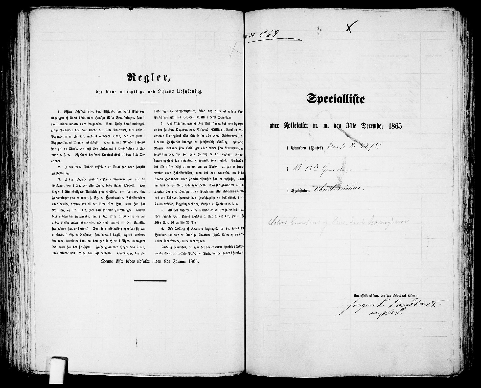 RA, 1865 census for Kristiansand, 1865, p. 1765