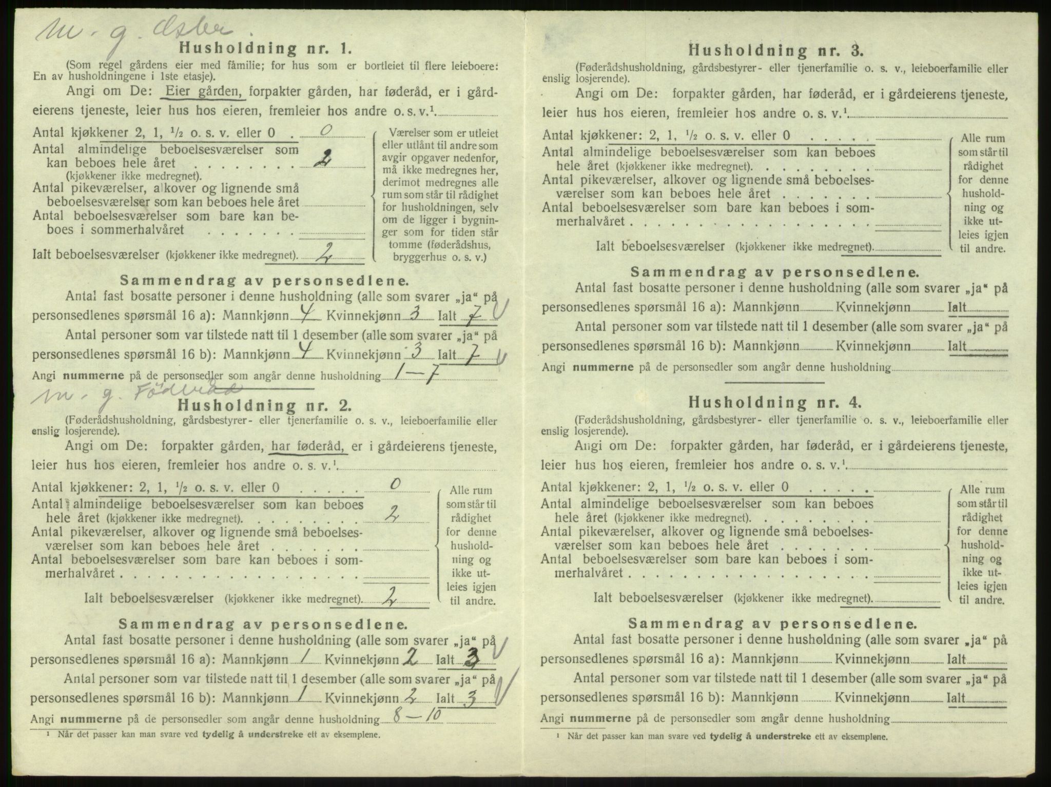 SAB, 1920 census for Hyllestad, 1920, p. 611