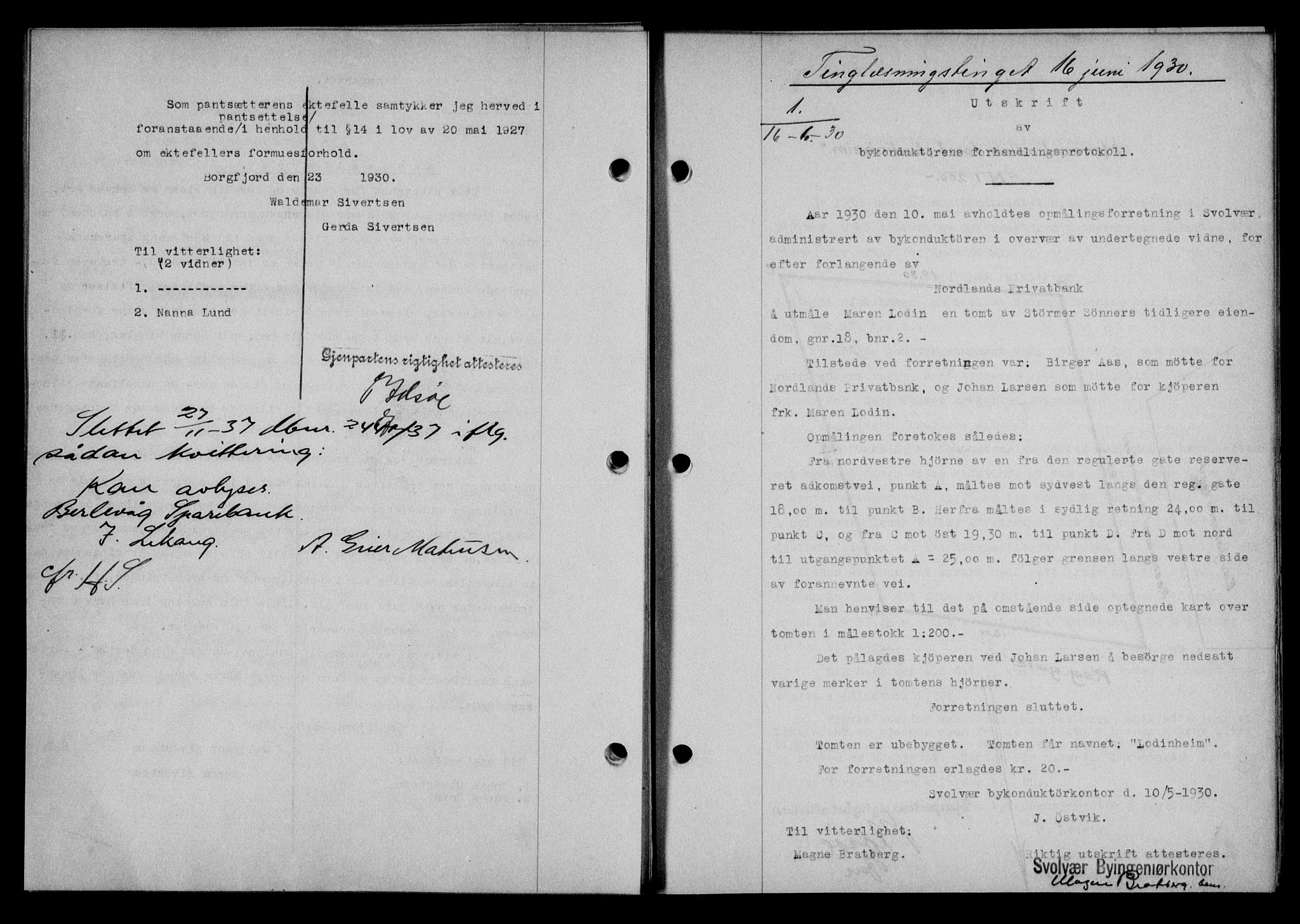 Lofoten sorenskriveri, SAT/A-0017/1/2/2C/L0021b: Mortgage book no. 21b, 1930-1930, Deed date: 16.06.1930