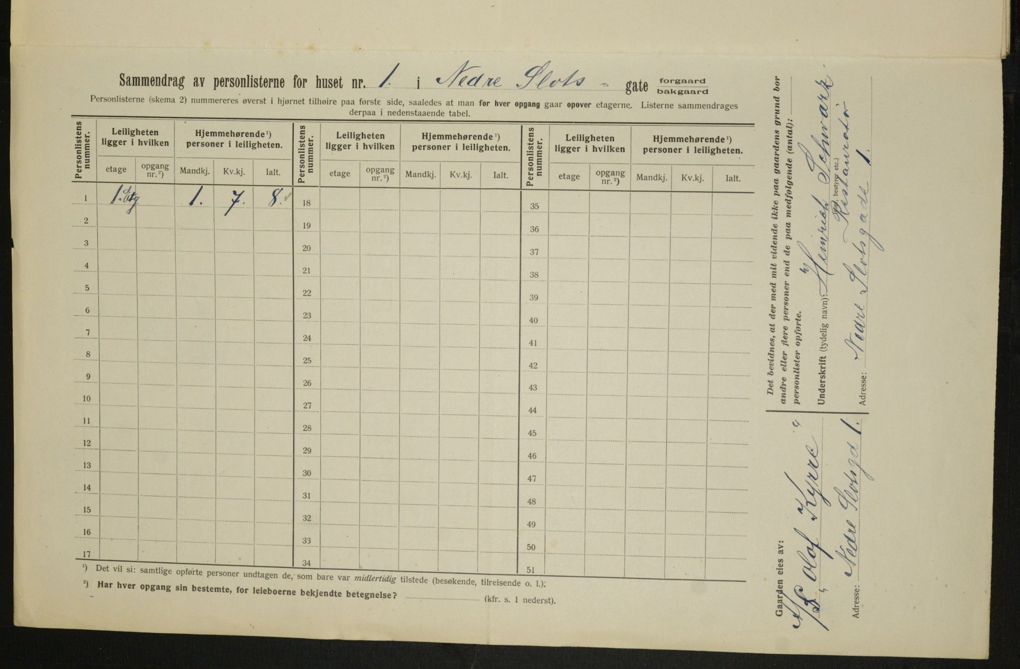 OBA, Municipal Census 1913 for Kristiania, 1913, p. 69407