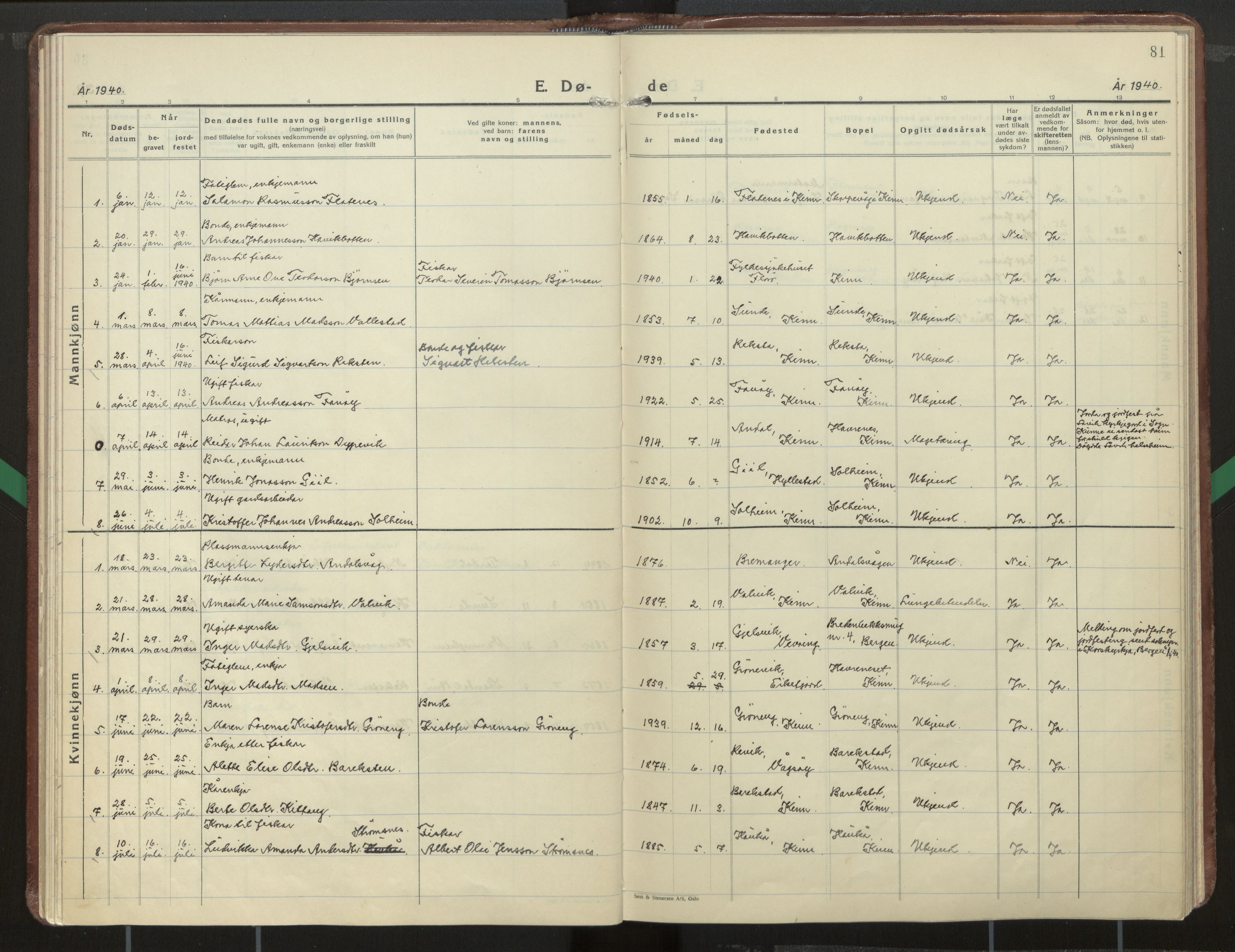 Kinn sokneprestembete, AV/SAB-A-80801/H/Haa/Haab/L0012: Parish register (official) no. B 12, 1937-1968, p. 81