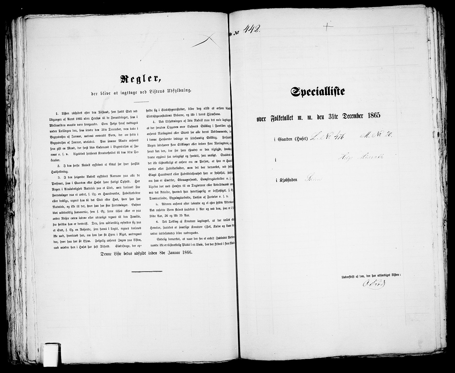 RA, 1865 census for Skien, 1865, p. 909