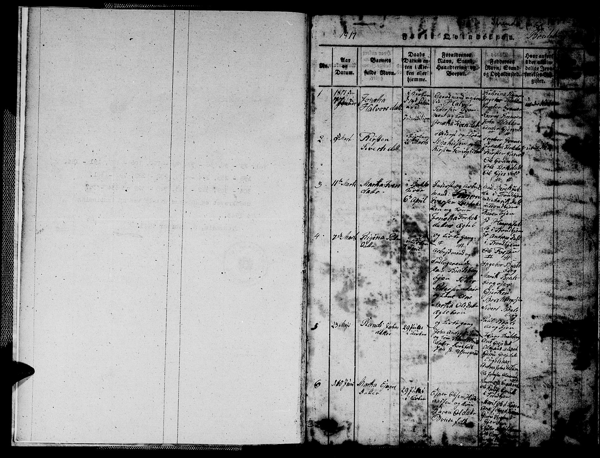 Ministerialprotokoller, klokkerbøker og fødselsregistre - Sør-Trøndelag, SAT/A-1456/608/L0336: Parish register (copy) no. 608C02, 1817-1827, p. 1