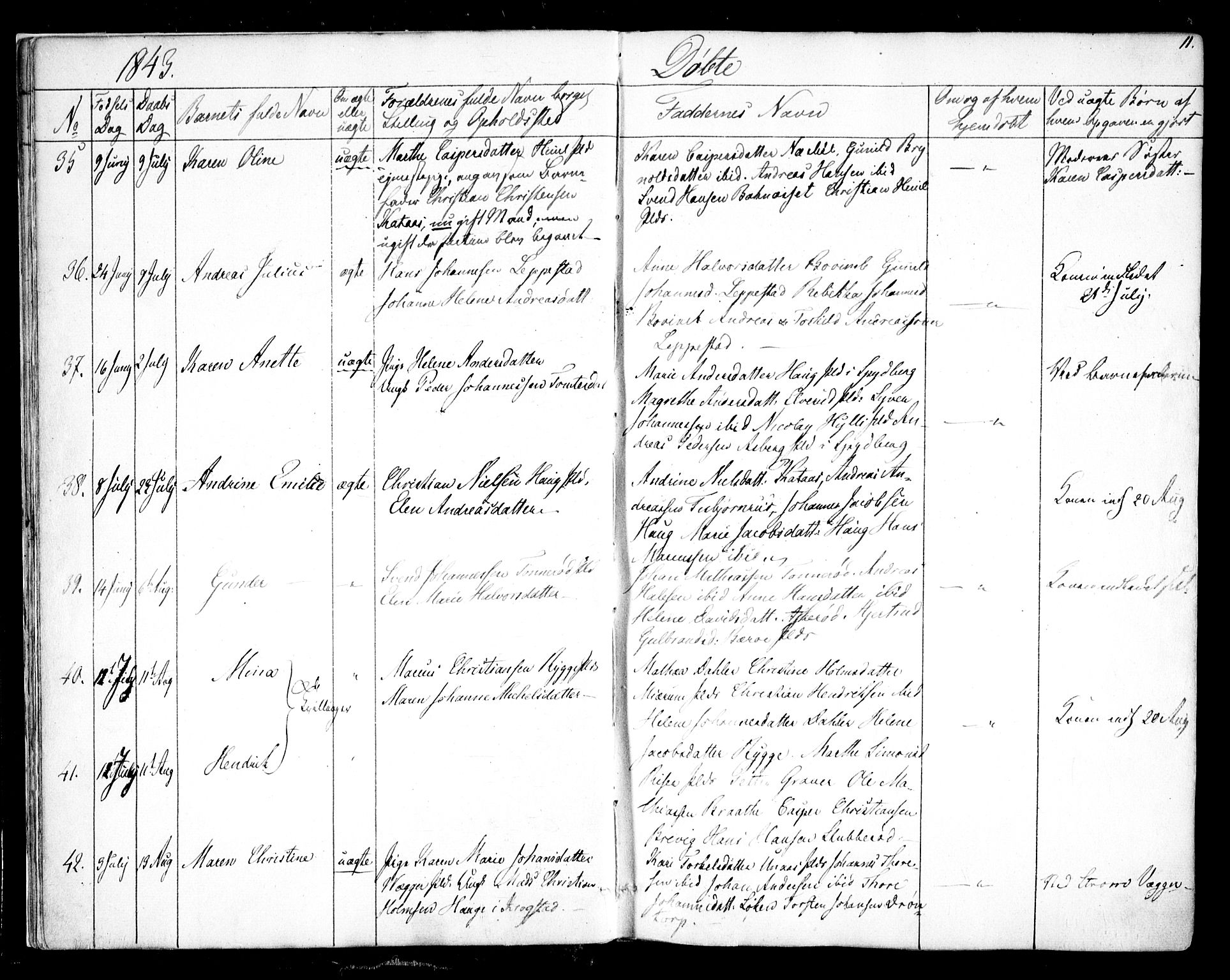 Hobøl prestekontor Kirkebøker, SAO/A-2002/F/Fa/L0003: Parish register (official) no. I 3, 1842-1864, p. 11